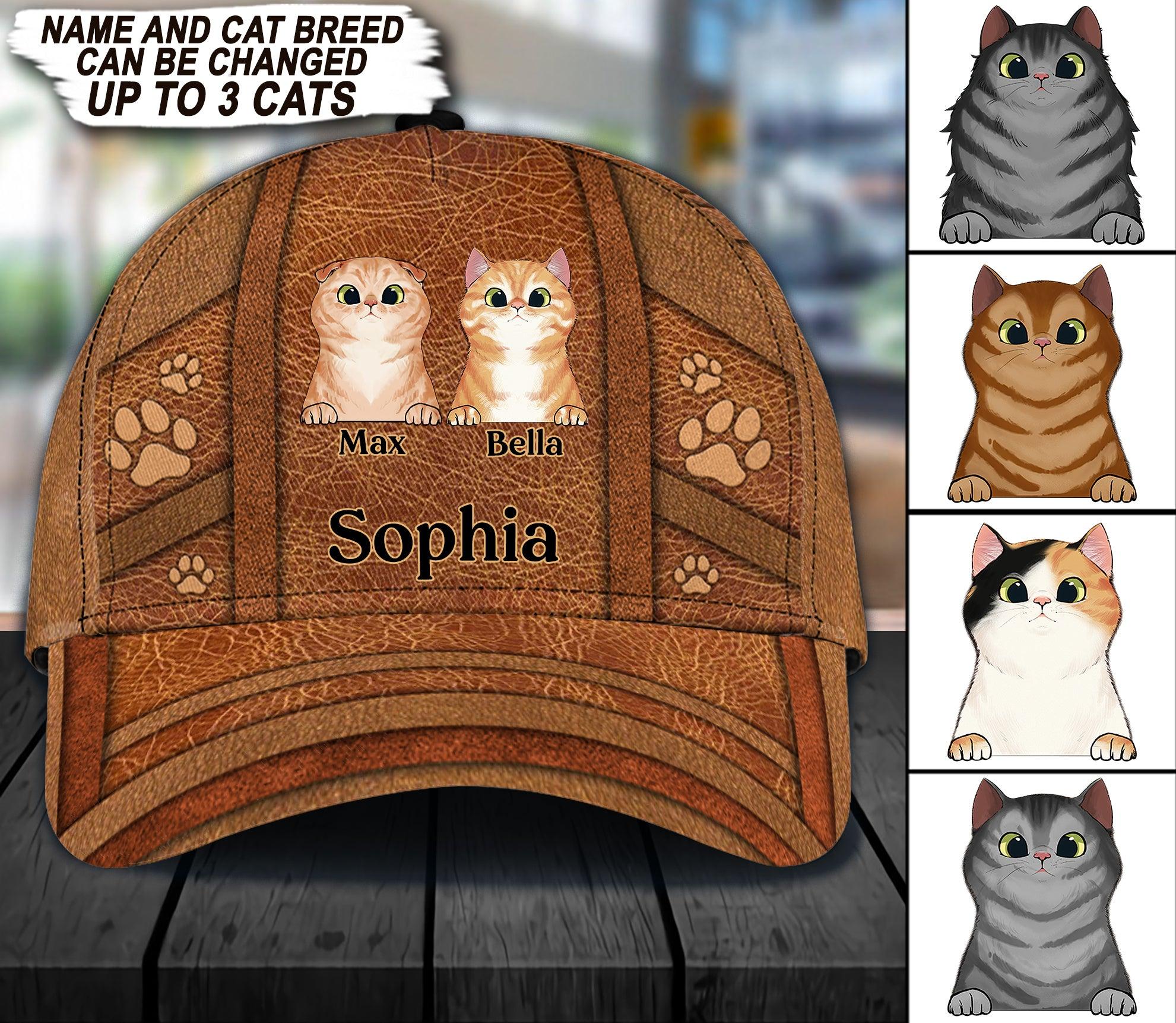 Cat Personalized Classic Cap, Personalized Gift for Cat Lovers, Cat Mom, Cat Dad Trucker Hats Custom Hats Gifts For Men & Women