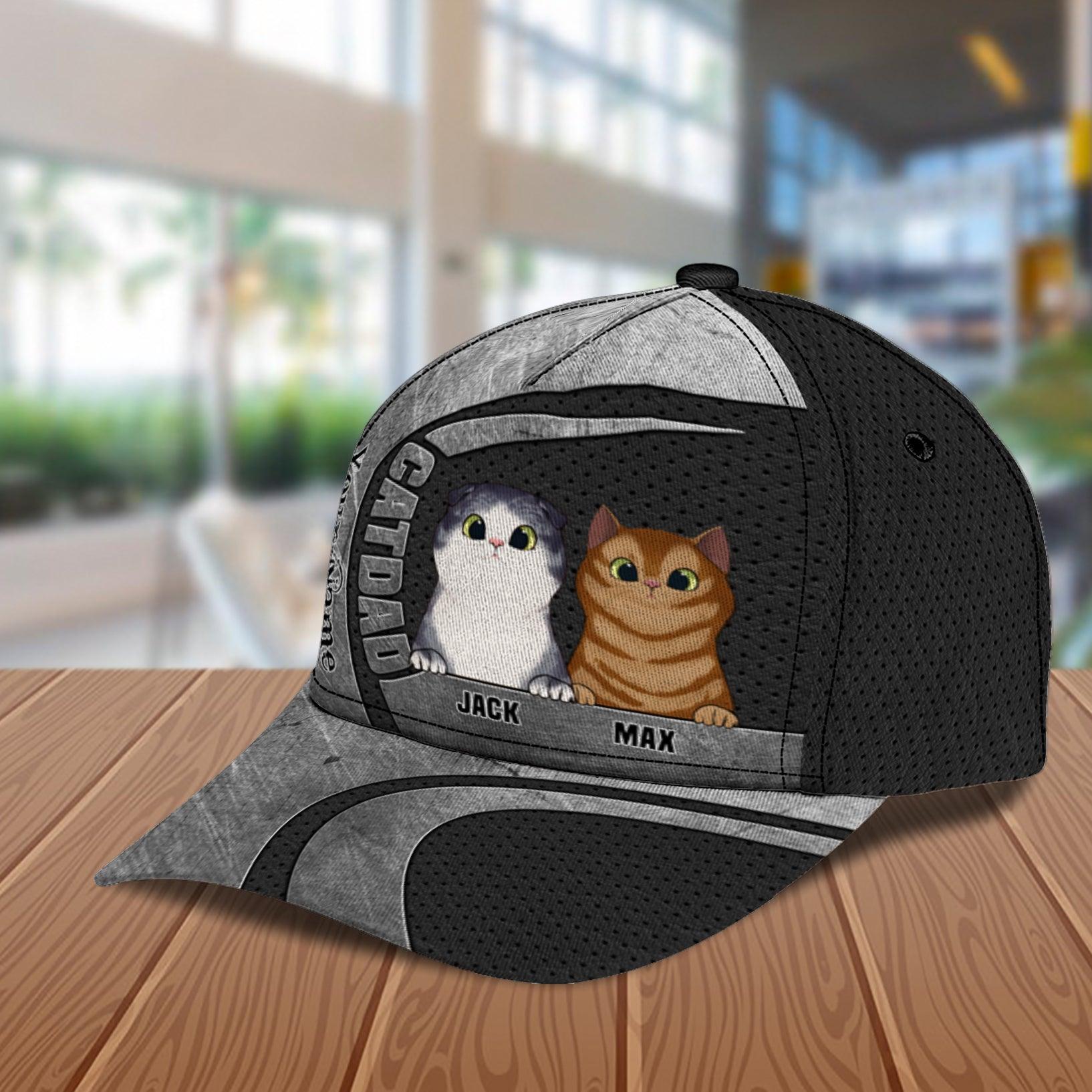 Cat Personalized Classic Cap, Personalized Gift for Cat Lovers, Cat Mom, Cat Dad Trucker Hats Custom Hats Gifts For Men & Women