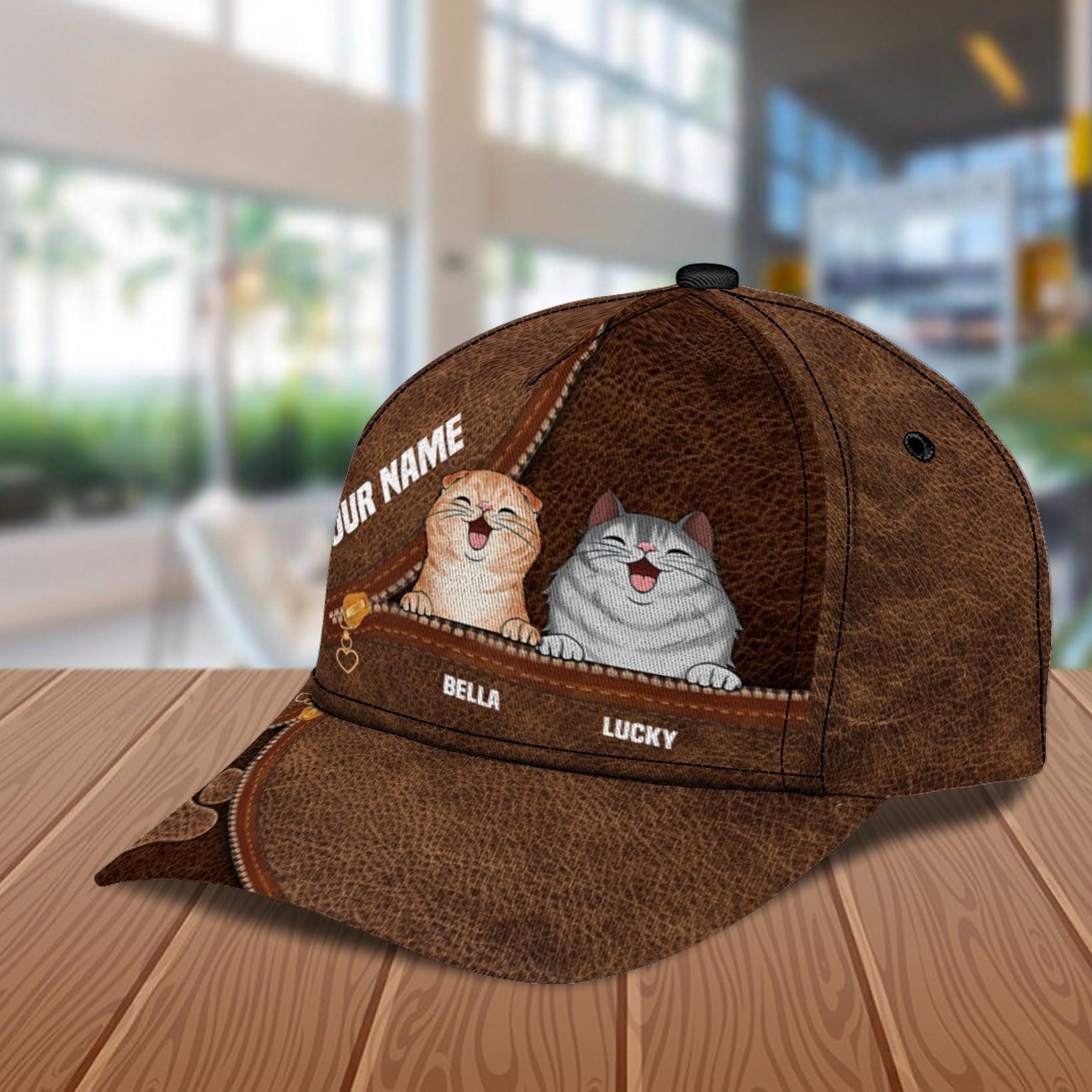 Cat Personalized Classic Cap, Personalized Gift for Cat Lovers, Cat Mom, Cat Dad Trucker Hats Custom Hats Gifts For Men & Women