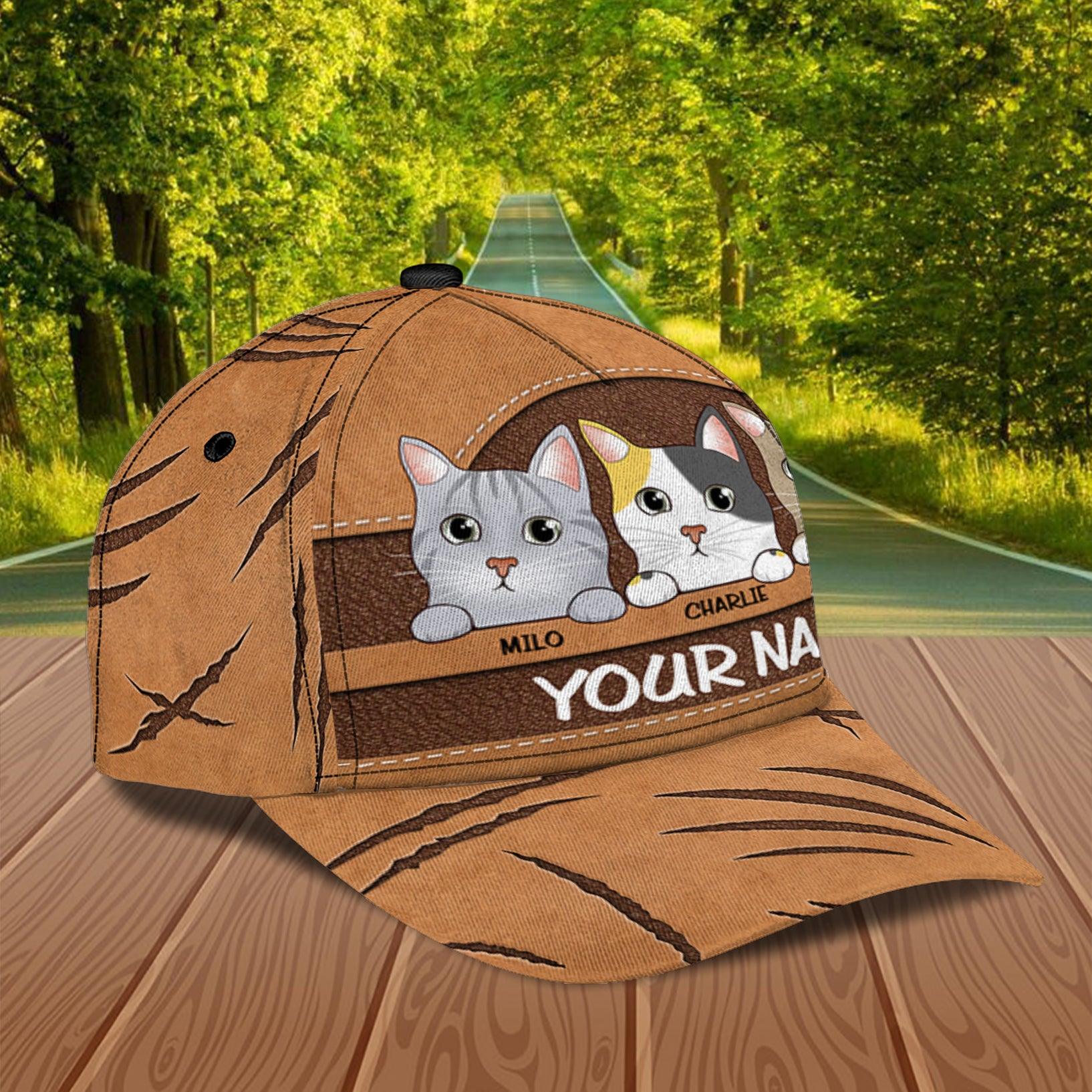 Cat Personalized Classic Cap, Personalized Gift for Cat Lovers, Cat Mom, Cat Dad Trucker Hats Custom Hats Gifts For Men & Women