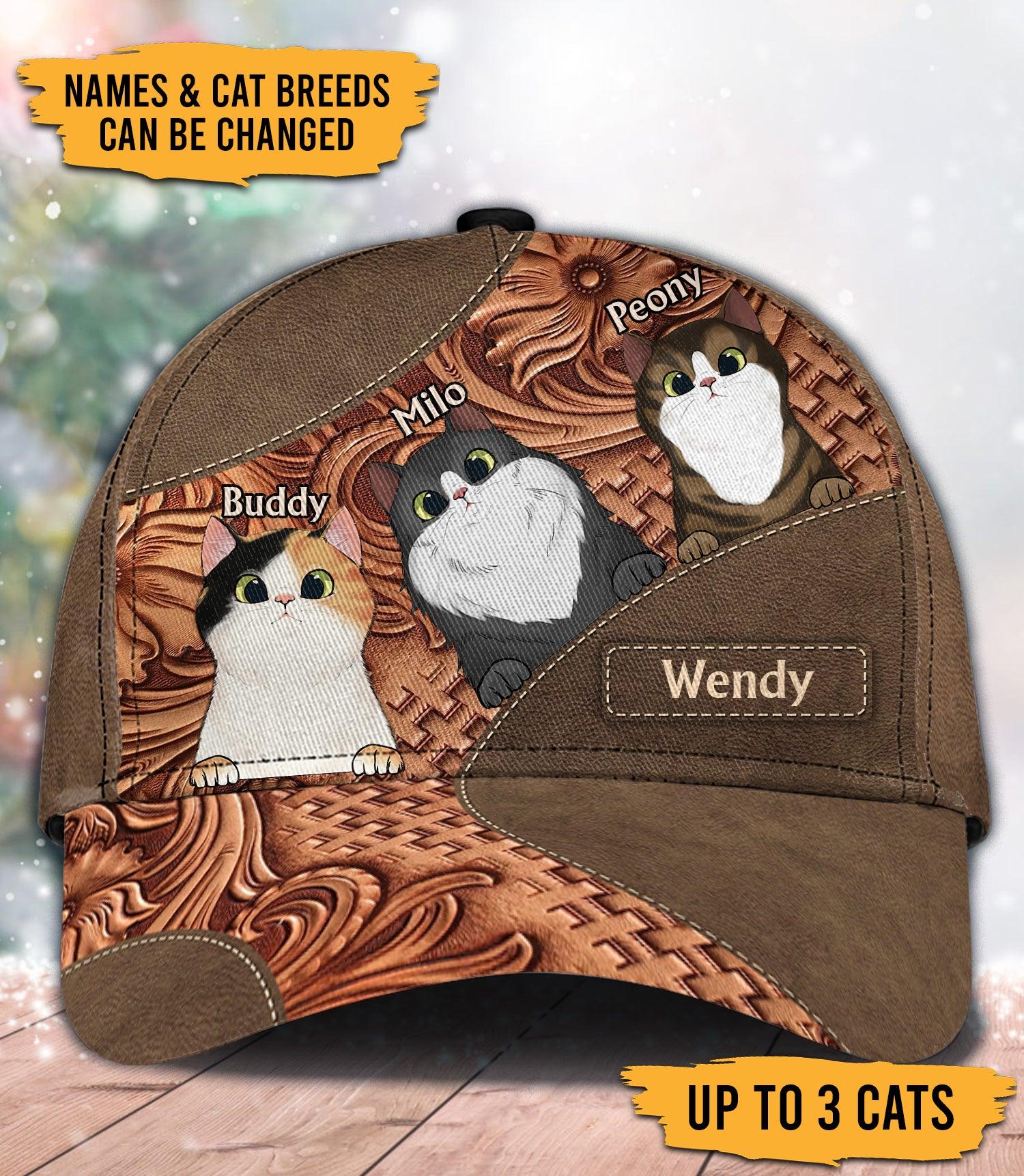 Cat Personalized Classic Cap, Personalized Gift for Cat Lovers, Cat Mom, Cat Dad Trucker Hats Custom Hats Gifts For Men & Women