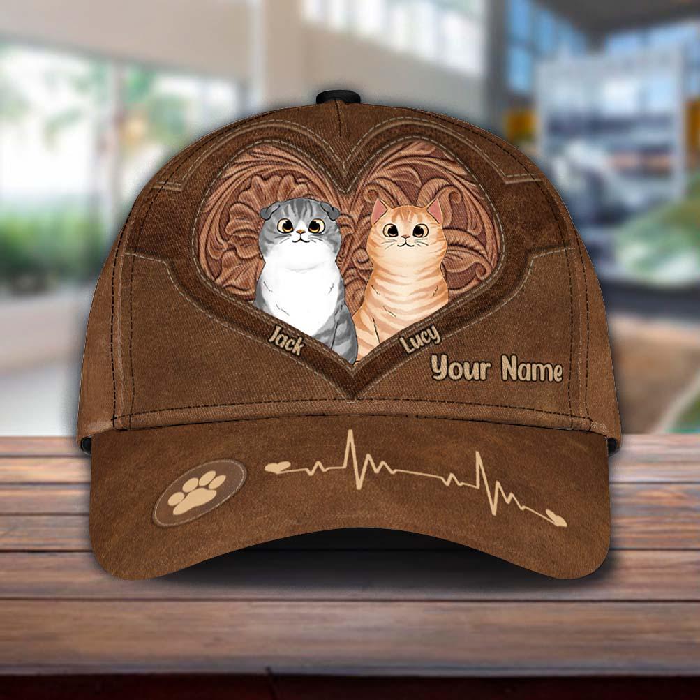 Cat Personalized Classic Cap, Personalized Gift for Cat Lovers, Cat Mom, Cat Dad Trucker Hats Custom Hats Gifts For Men & Women