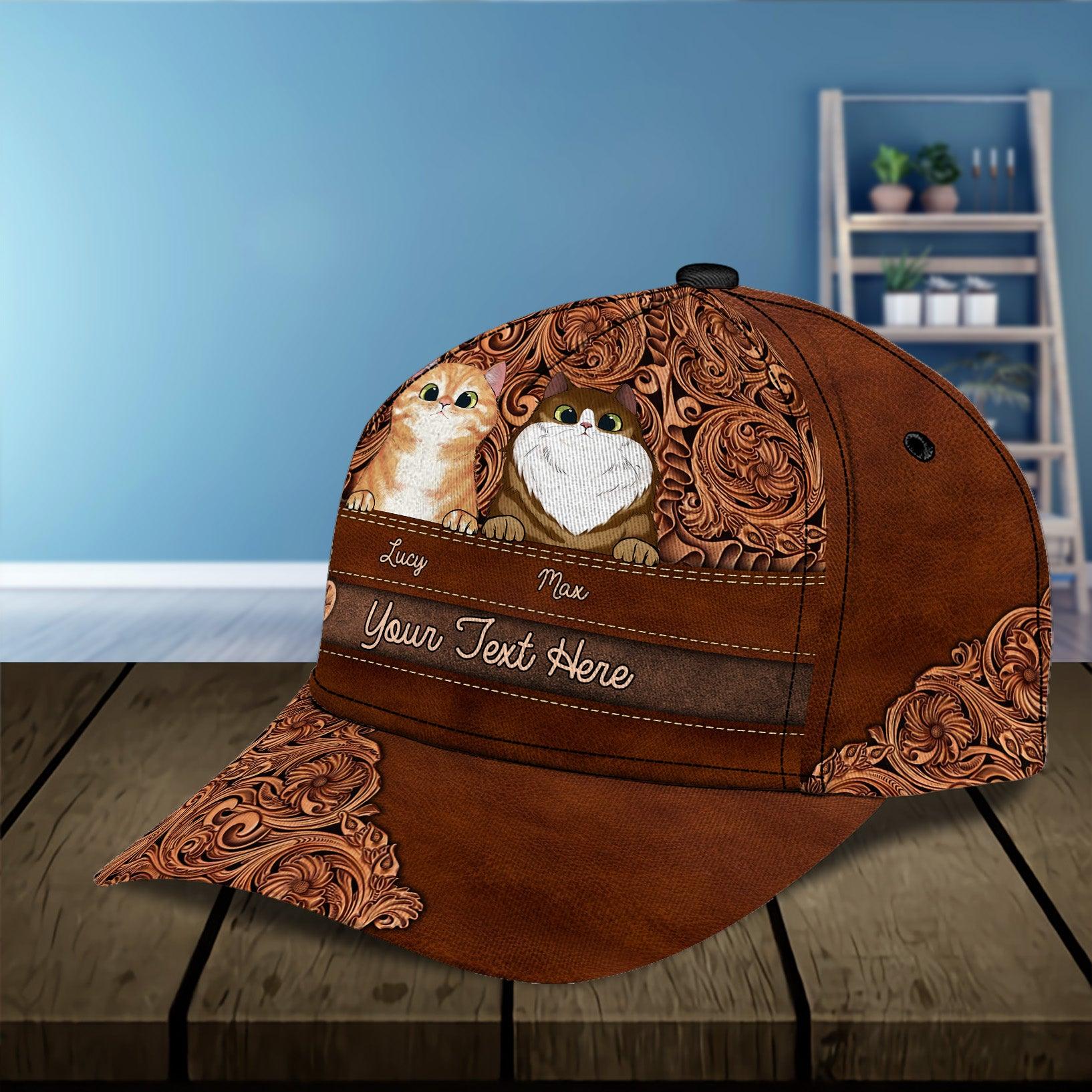 Cat Personalized Classic Cap, Personalized Gift for Cat Lovers, Cat Mom, Cat Dad Trucker Hats Custom Hats Gifts For Men & Women