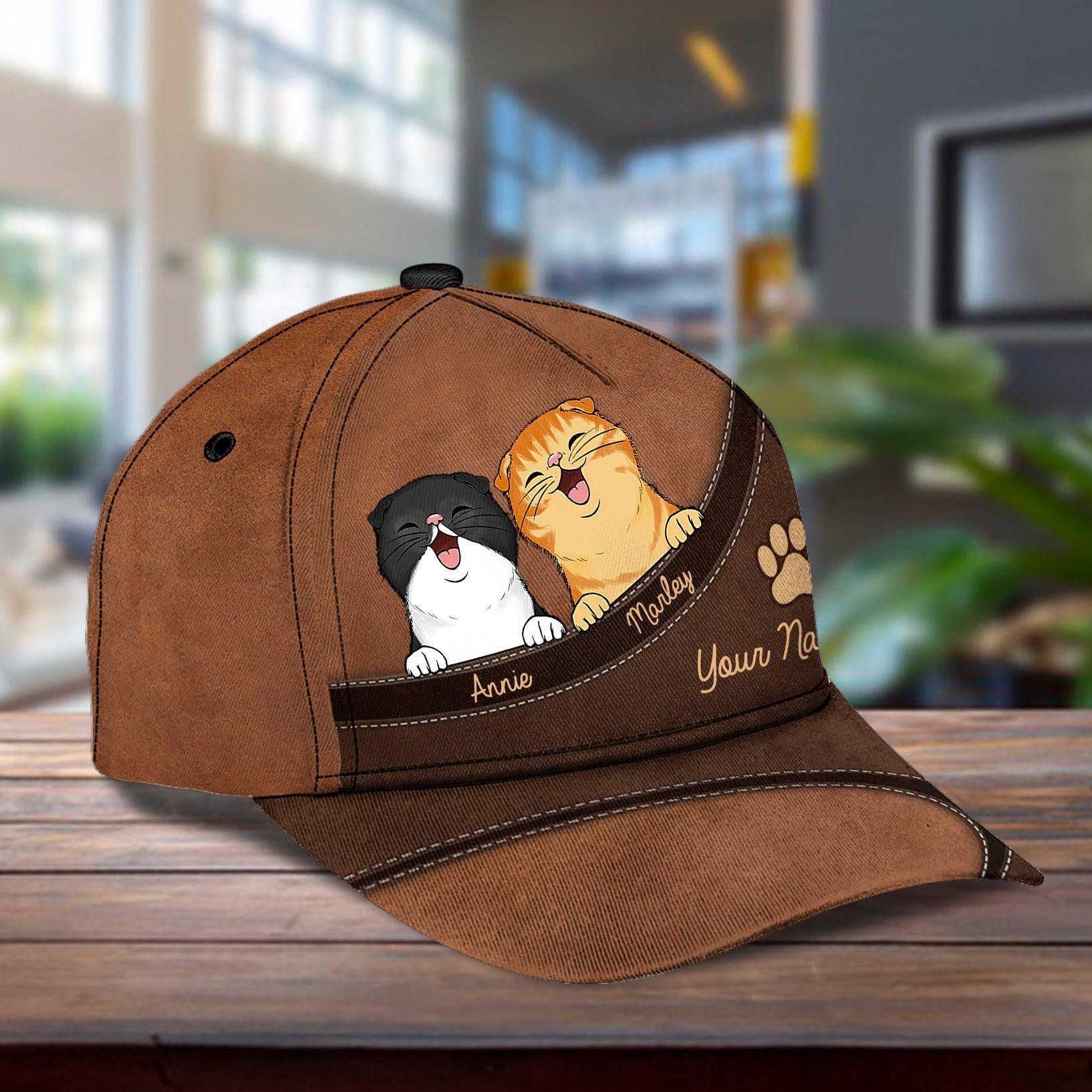 Cat Personalized Classic Cap, Personalized Gift for Cat Lovers, Cat Mom, Cat Dad Trucker Hats Custom Hats Gifts For Men & Women