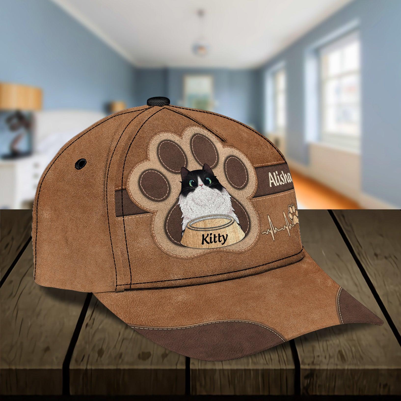 Cat Personalized Classic Cap, Personalized Gift for Cat Lovers, Cat Mom, Cat Dad Trucker Hats Custom Hats Gifts For Men & Women