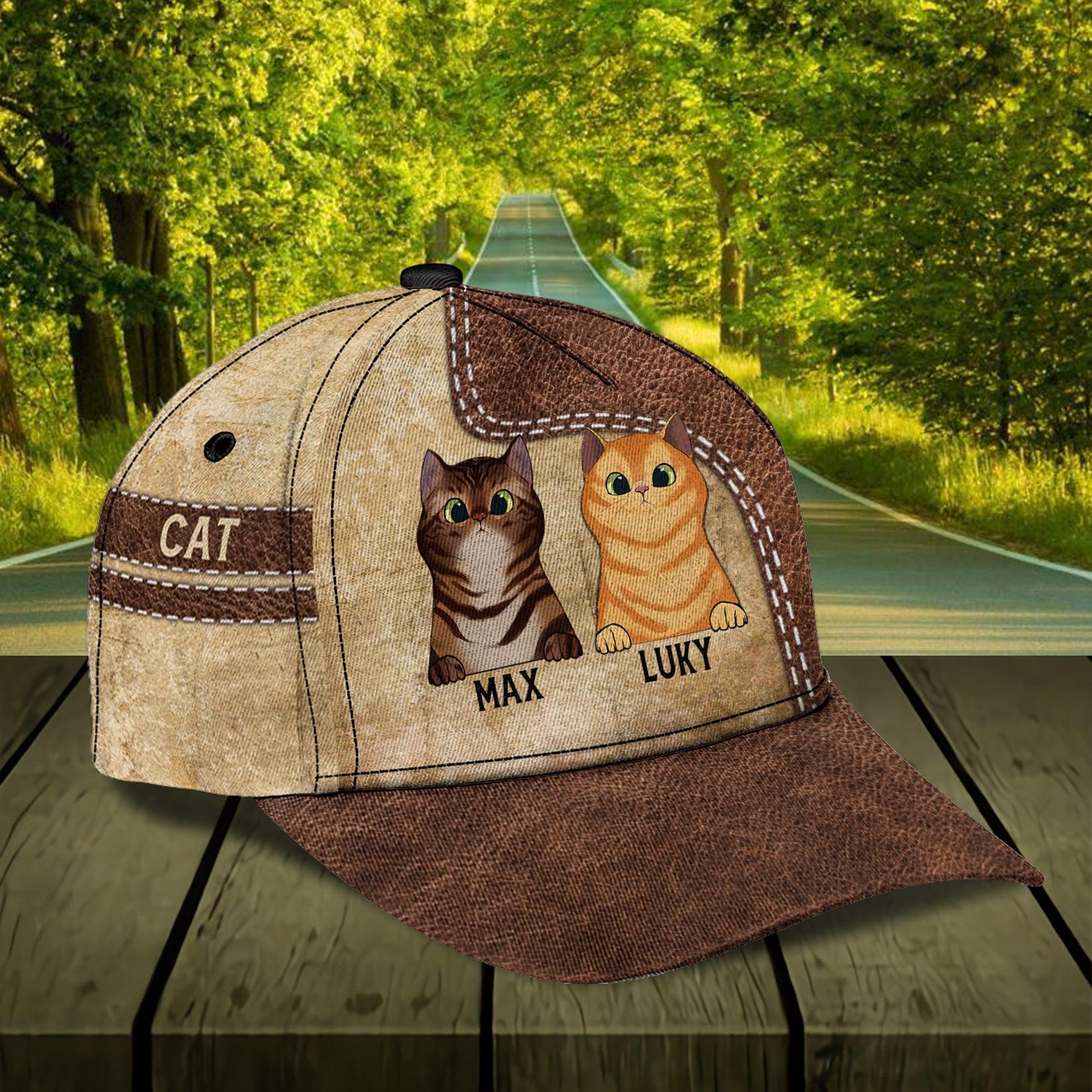 Cat Personalized Classic Cap, Personalized Gift for Cat Lovers, Cat Mom, Cat Dad Trucker Hats Custom Hats Gifts For Men & Women