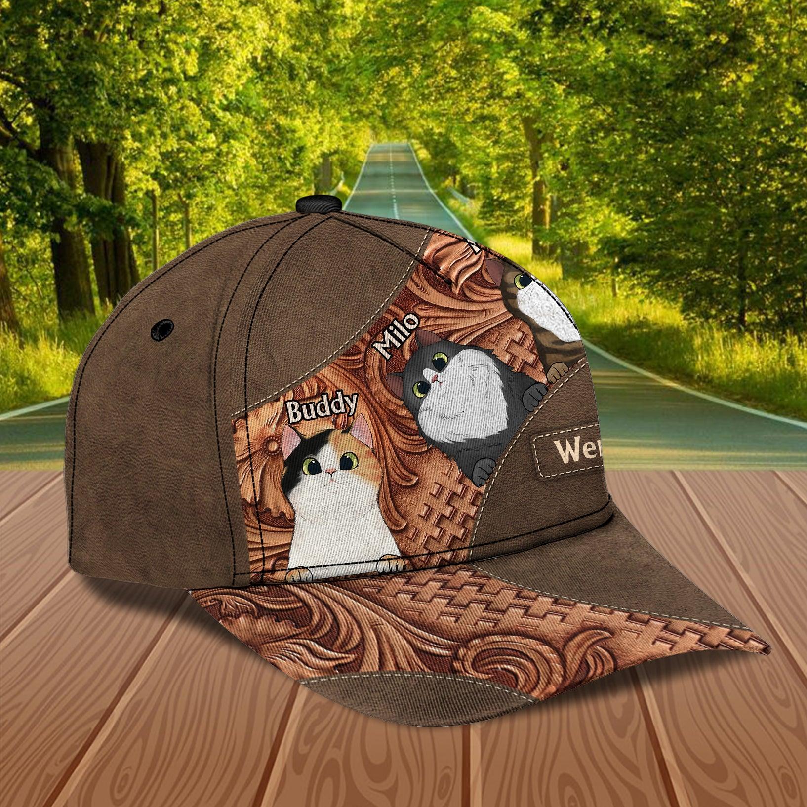 Cat Personalized Classic Cap, Personalized Gift for Cat Lovers, Cat Mom, Cat Dad Trucker Hats Custom Hats Gifts For Men & Women