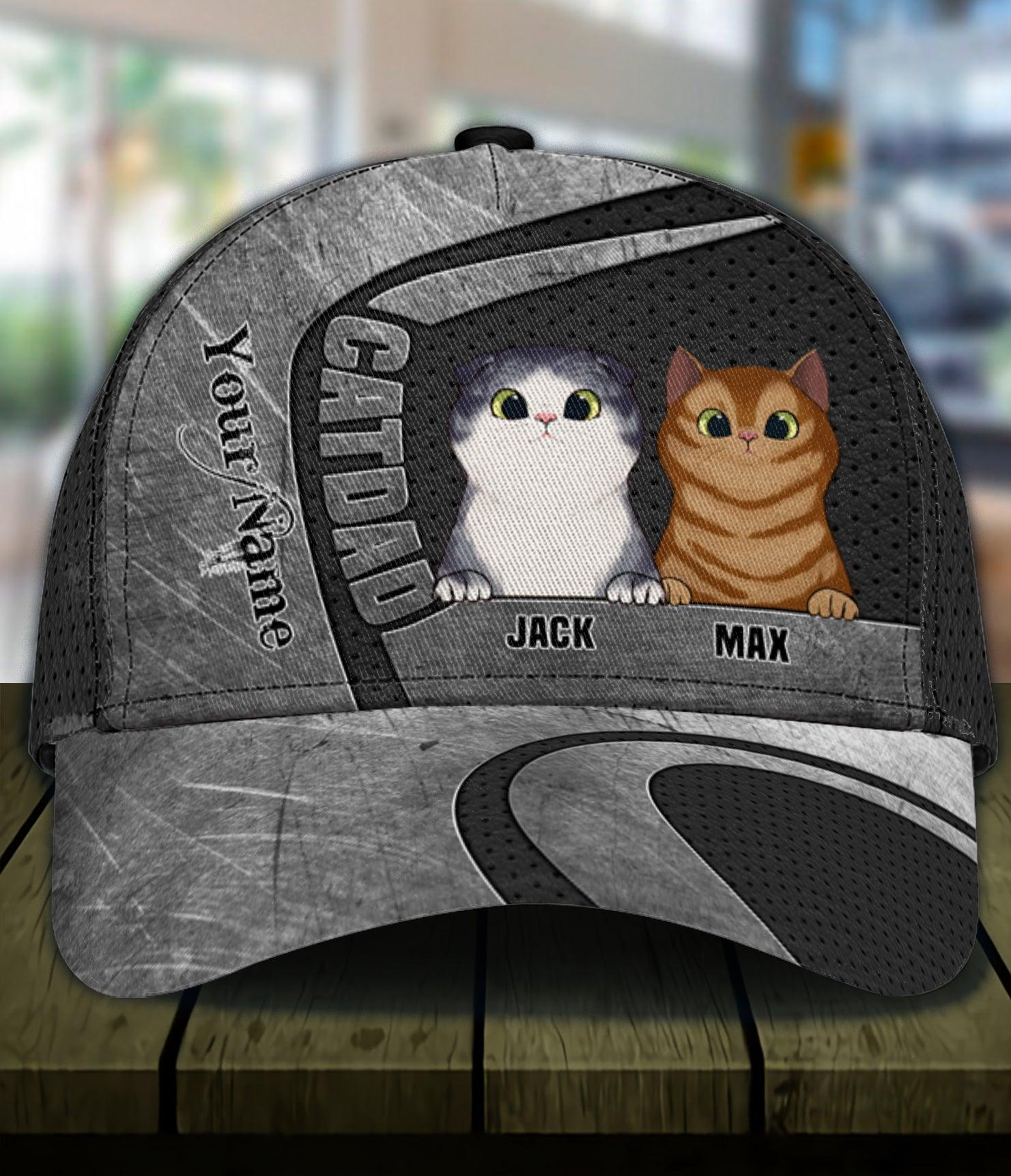 Cat Personalized Classic Cap, Personalized Gift for Cat Lovers, Cat Mom, Cat Dad Trucker Hats Custom Hats Gifts For Men & Women