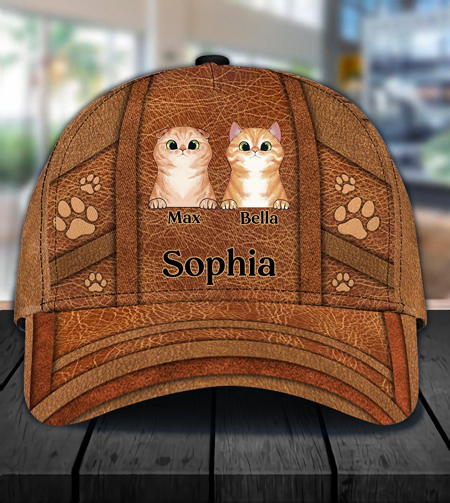 Cat Personalized Classic Cap, Personalized Gift for Cat Lovers, Cat Mom, Cat Dad Trucker Hats Custom Hats Gifts For Men & Women