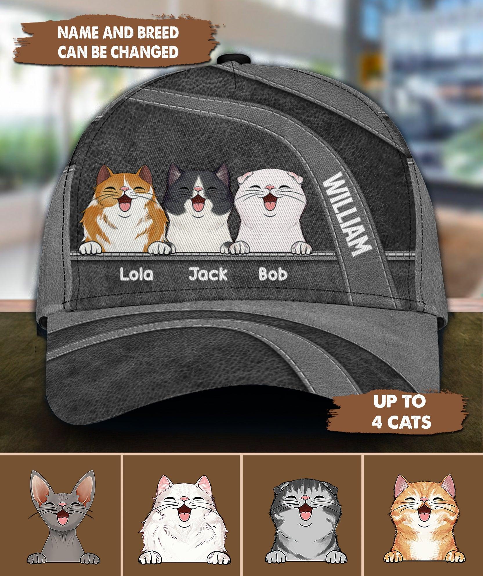 Cat Personalized Classic Cap, Personalized Gift for Cat Lovers, Cat Mom, Cat Dad Trucker Hats Custom Hats Gifts For Men & Women