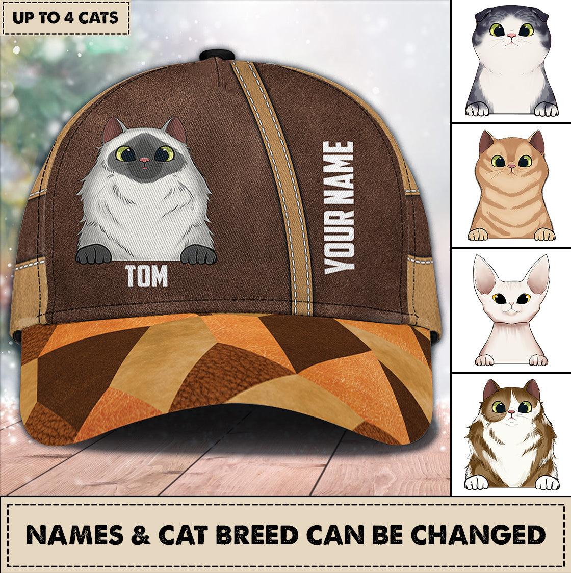 Cat Personalized Classic Cap, Personalized Gift for Cat Lovers, Cat Mom, Cat Dad Trucker Hats Custom Hats Gifts For Men & Women