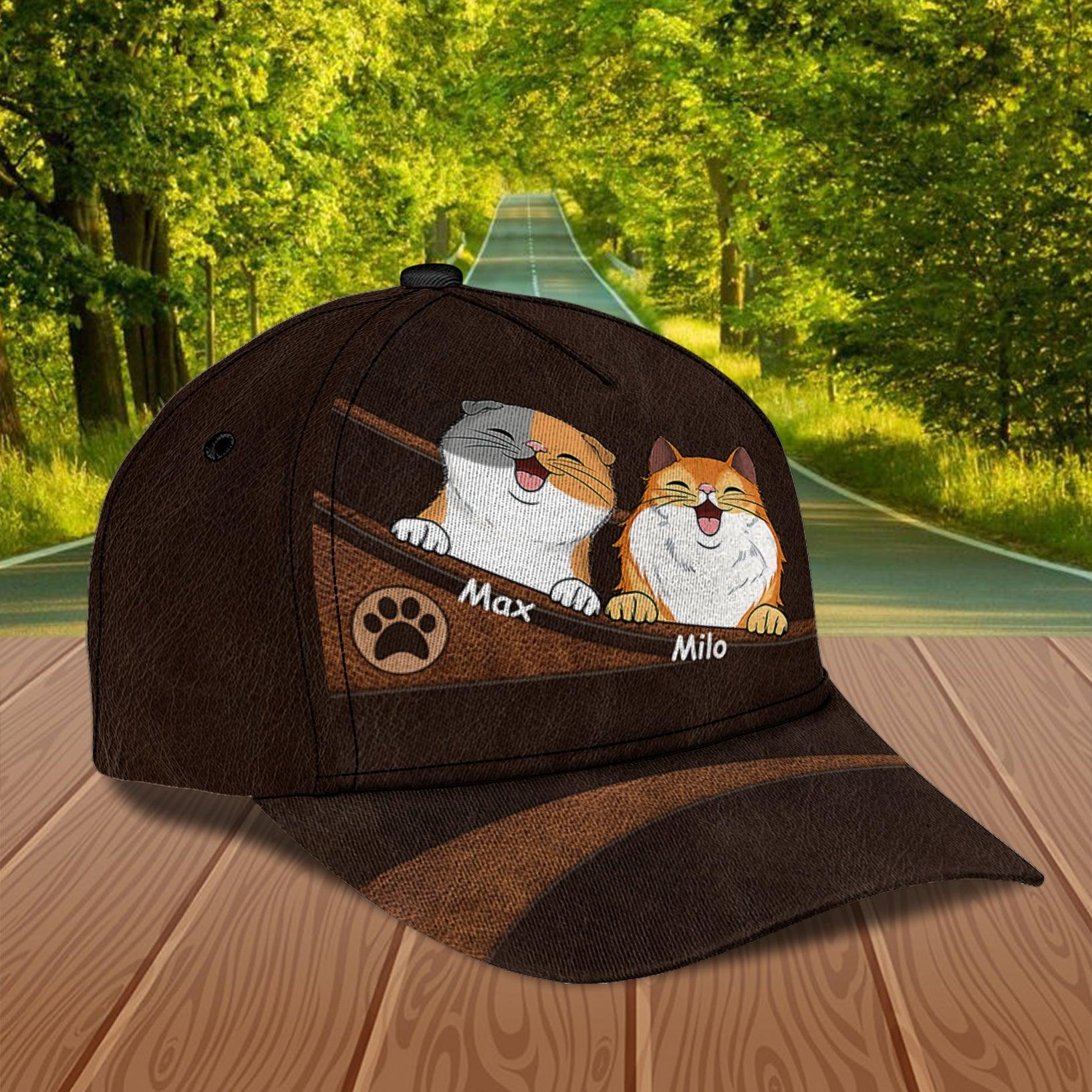 Cat Personalized Classic Cap, Personalized Gift for Cat Lovers, Cat Mom, Cat Dad Trucker Hats Custom Hats Gifts For Men & Women