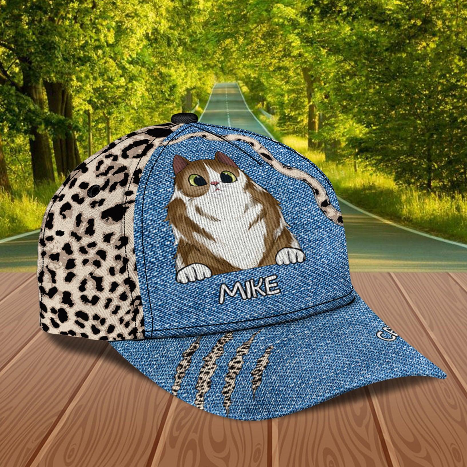 Cat Personalized Classic Cap, Personalized Gift for Cat Lovers, Cat Mom, Cat Dad Trucker Hats Custom Hats Gifts For Men & Women