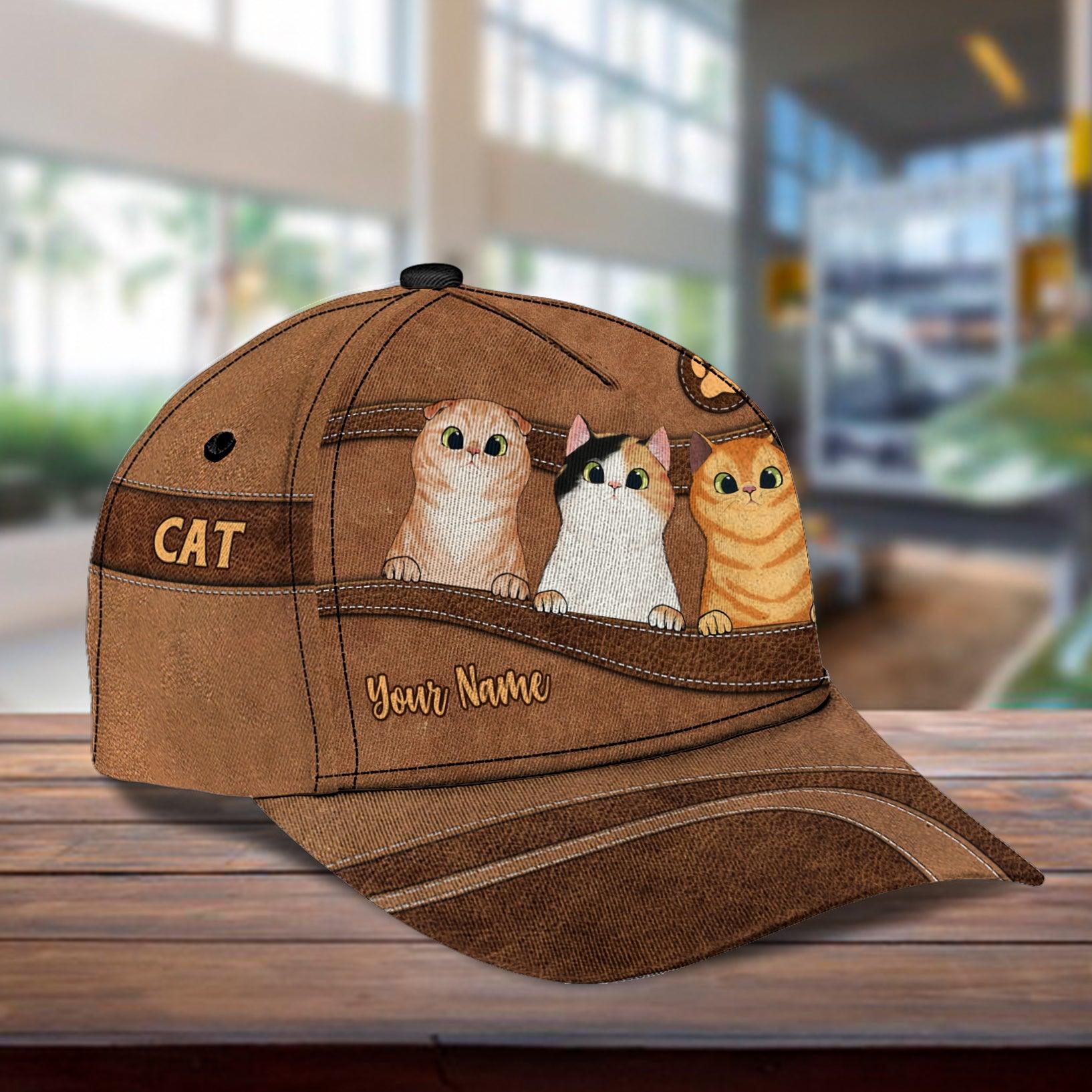 Cat Personalized Classic Cap, Personalized Gift for Cat Lovers, Cat Mom, Cat Dad Trucker Hats Custom Hats Gifts For Men & Women