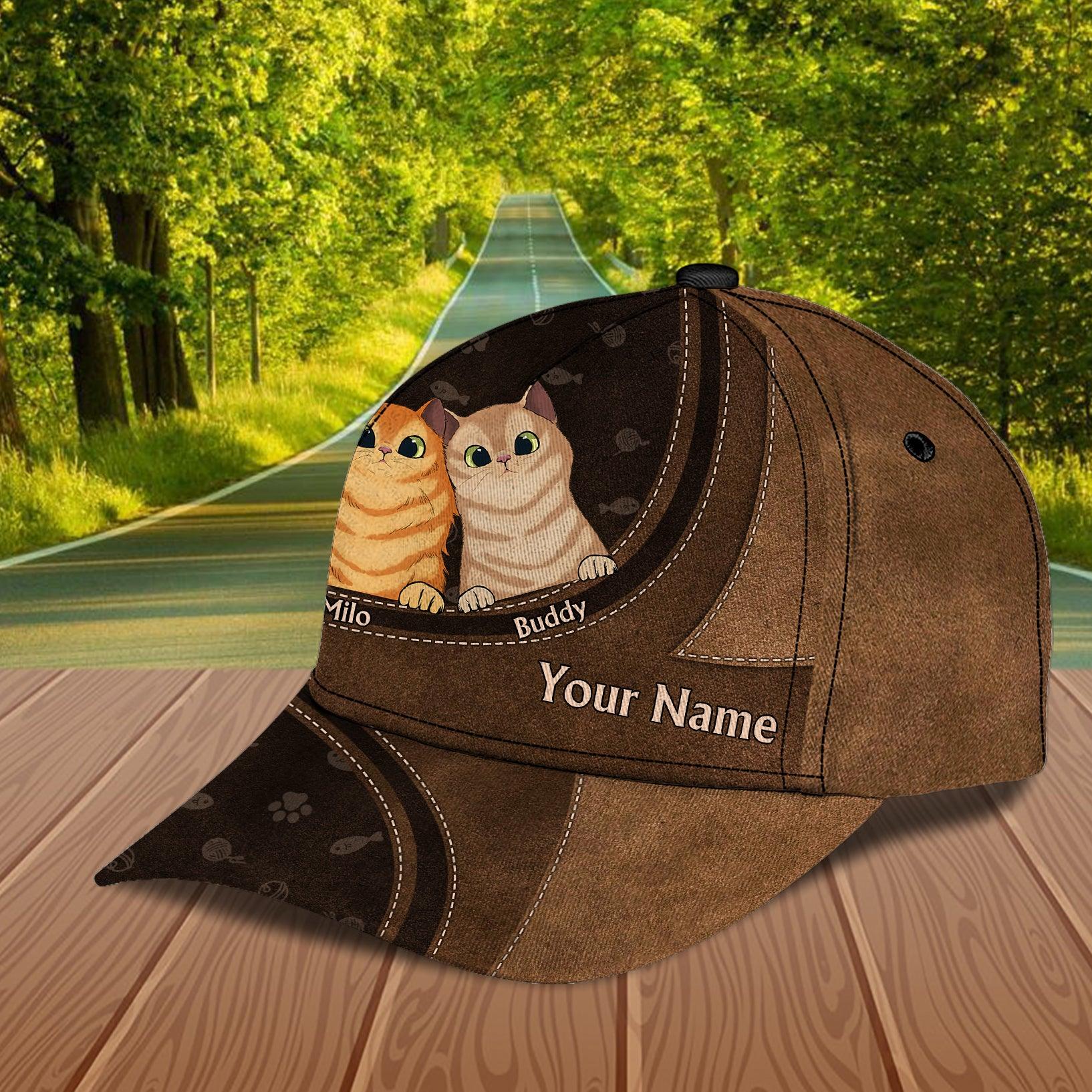 Cat Personalized Classic Cap, Personalized Gift for Cat Lovers, Cat Mom, Cat Dad Trucker Hats Custom Hats Gifts For Men & Women