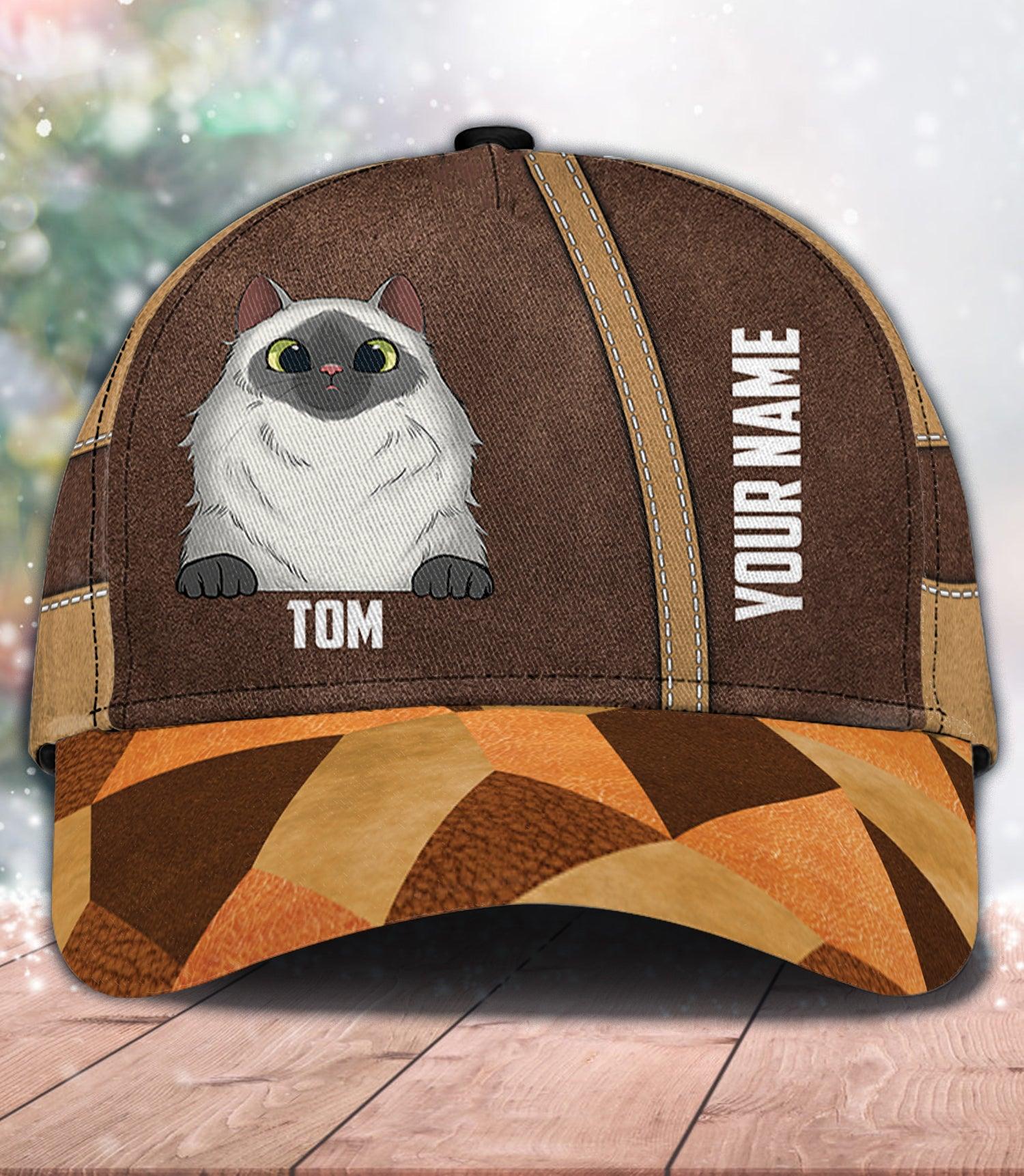 Cat Personalized Classic Cap, Personalized Gift for Cat Lovers, Cat Mom, Cat Dad Trucker Hats Custom Hats Gifts For Men & Women