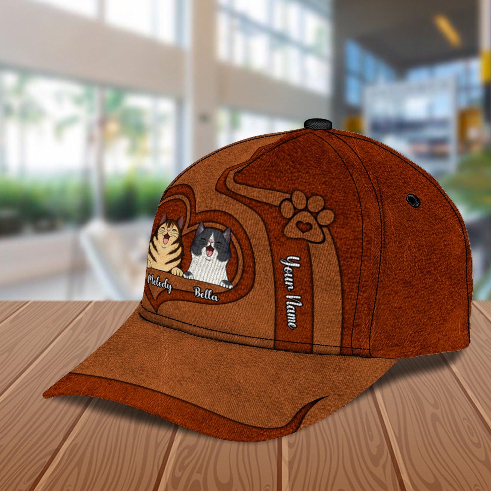 Cat Personalized Classic Cap, Personalized Gift for Cat Lovers, Cat Mom, Cat Dad Trucker Hats Custom Hats Gifts For Men & Women