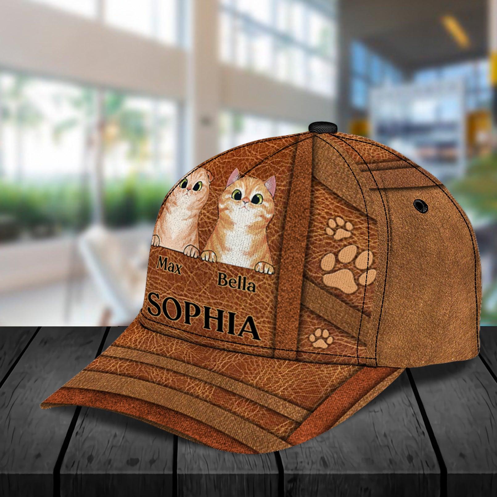 Cat Personalized Classic Cap, Personalized Gift for Cat Lovers, Cat Mom, Cat Dad Trucker Hats Custom Hats Gifts For Men & Women