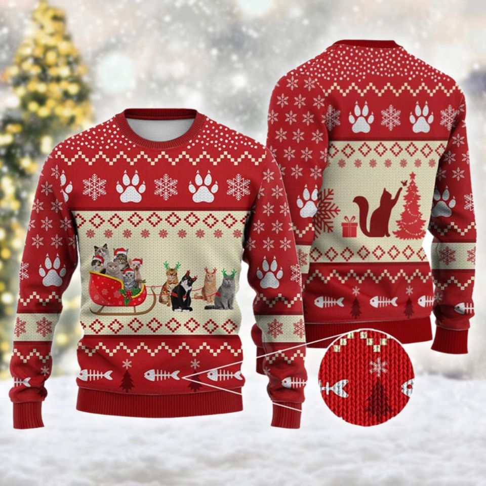 Cat Reindeer Ugly Sweatshirt, Christmas Gift For Men Women Kid - Image 4