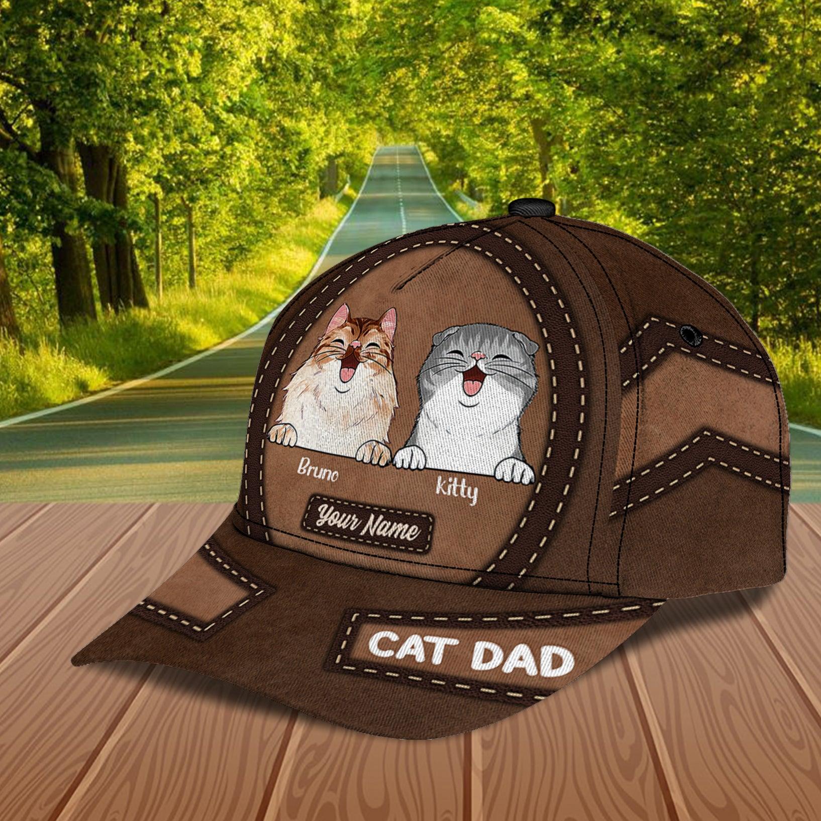 Cat Round and Round Personalized Cap, Personalized Gift for Cat Lovers, Cat Mom, Cat Dad Trucker Hats Custom Hats Gifts For Men & Women