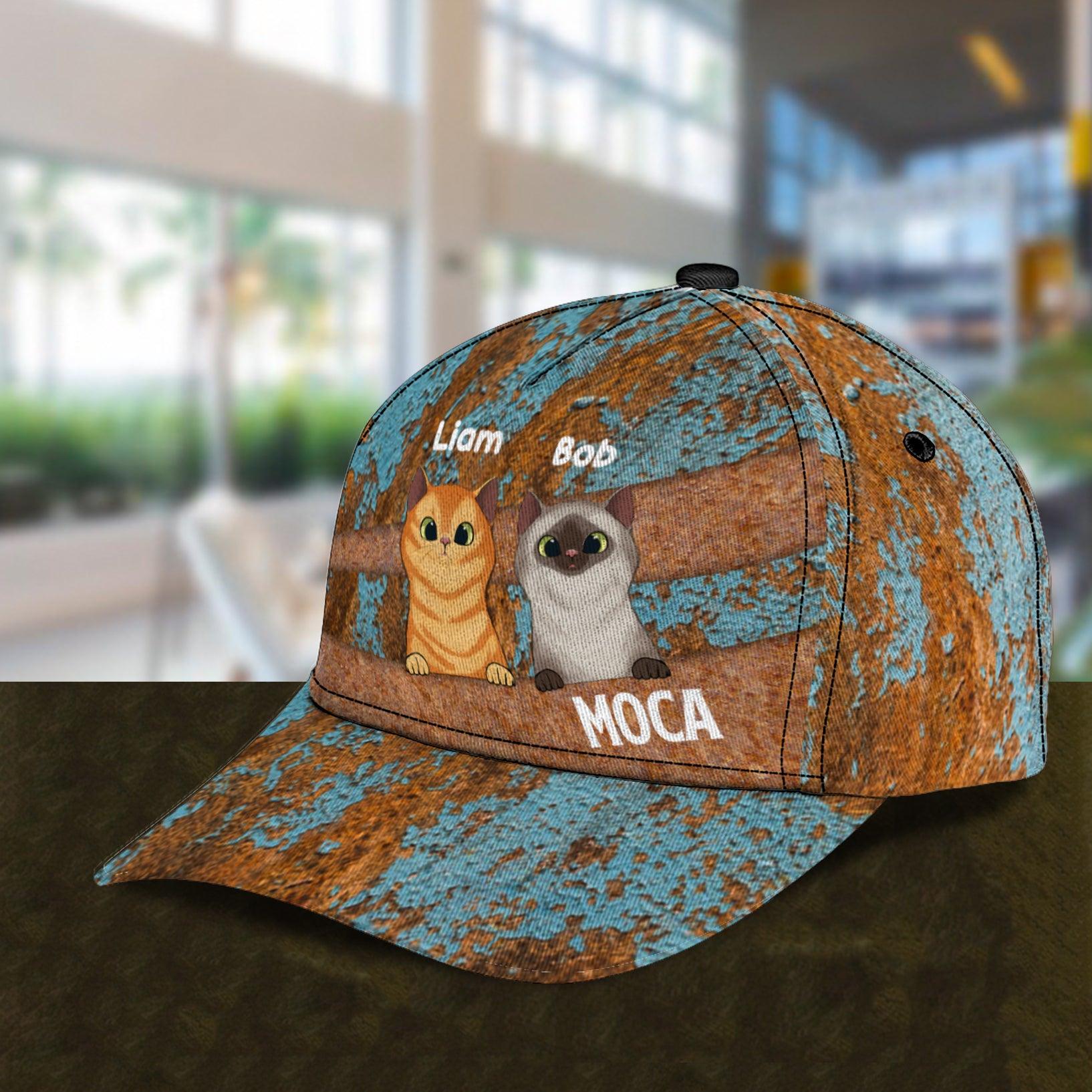 Cat Rusty Blue And Orange Personalized Classic Cap, Personalized Gift for Cat Lovers, Cat Mom, Cat Dad Trucker Hats Custom Hats Gifts For Men & Women