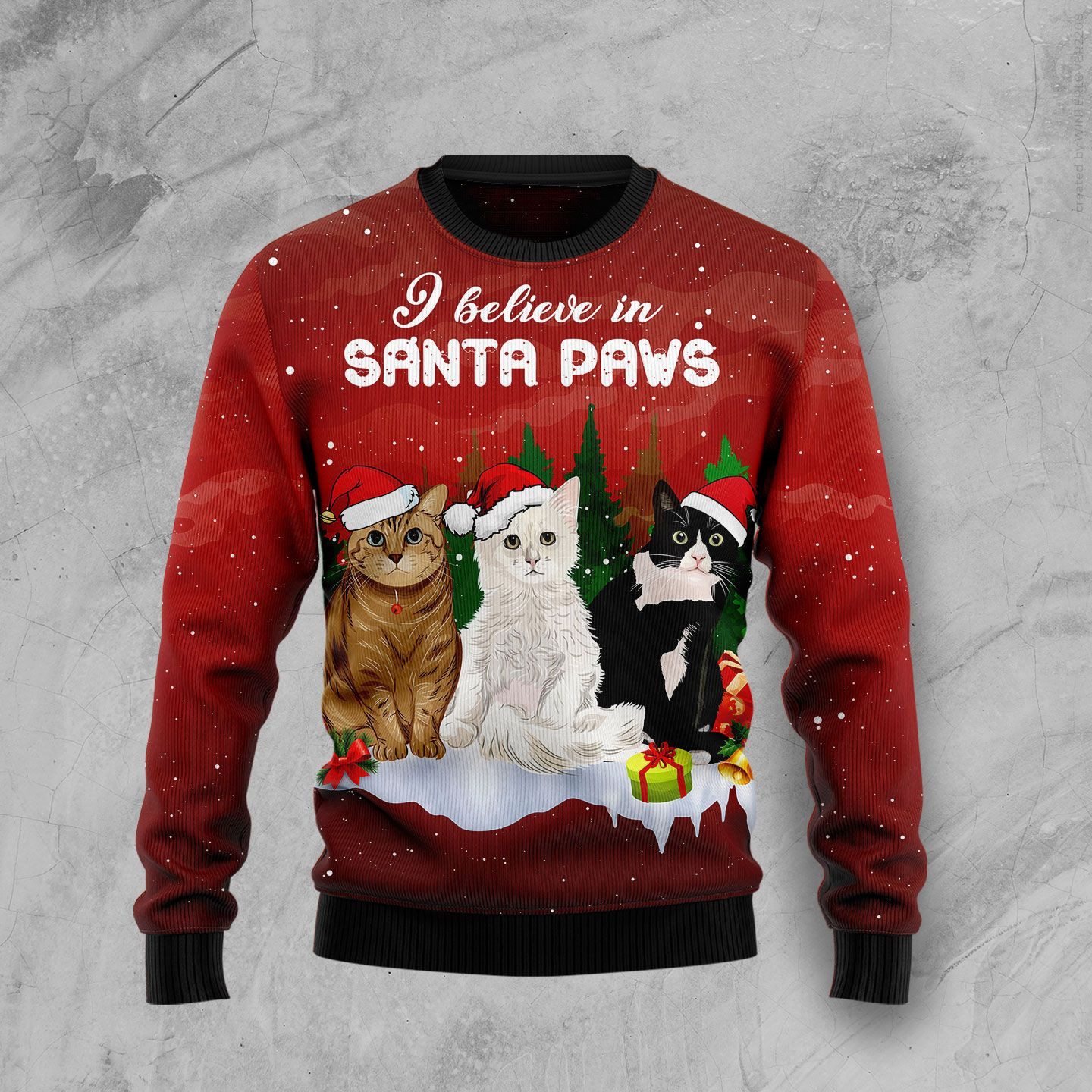 Cat Santa Paws Ugly Christmas Sweater Adult 3D Funny Matching for family
