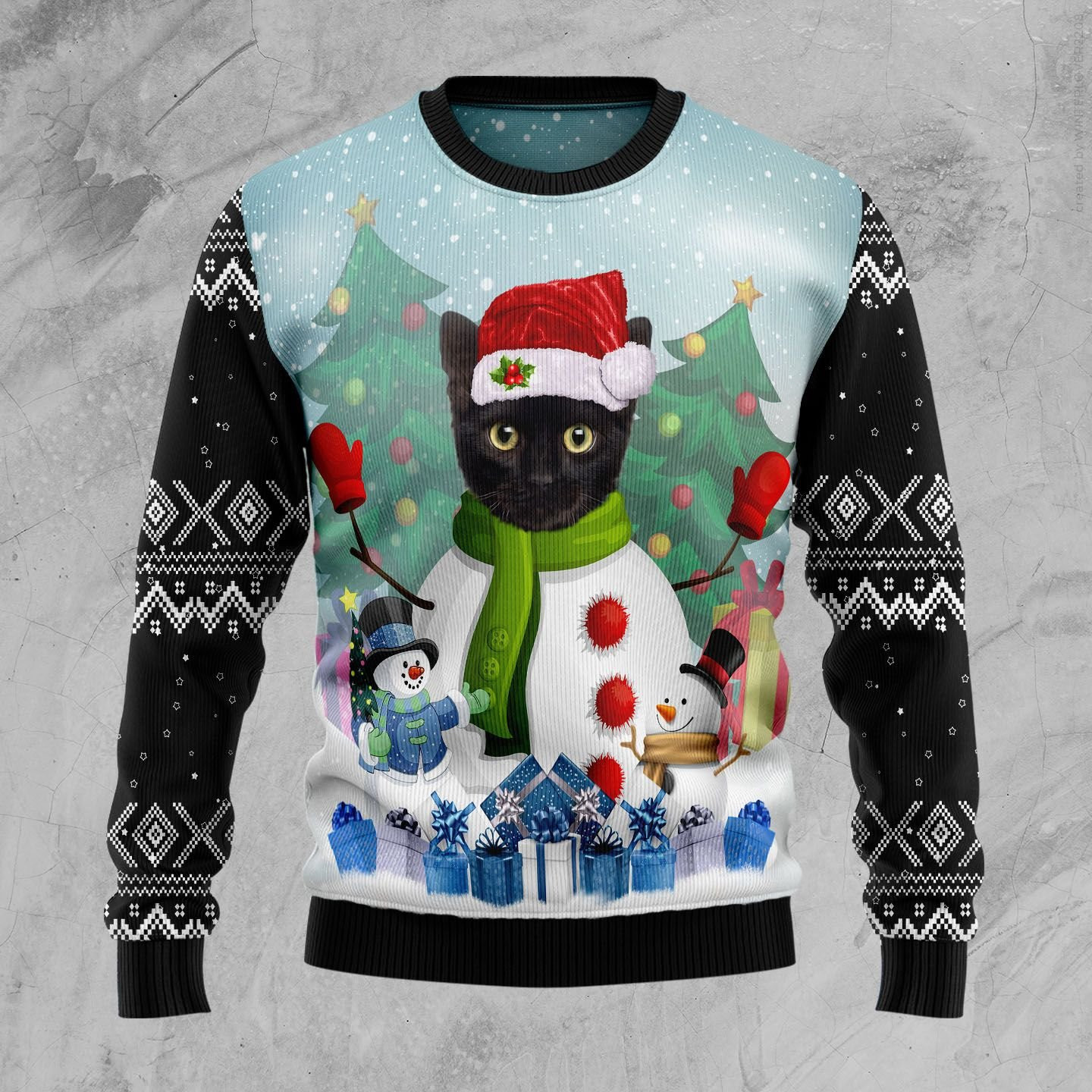 Cat Snowman Ugly Christmas Sweater Adult 3D Funny Matching for family