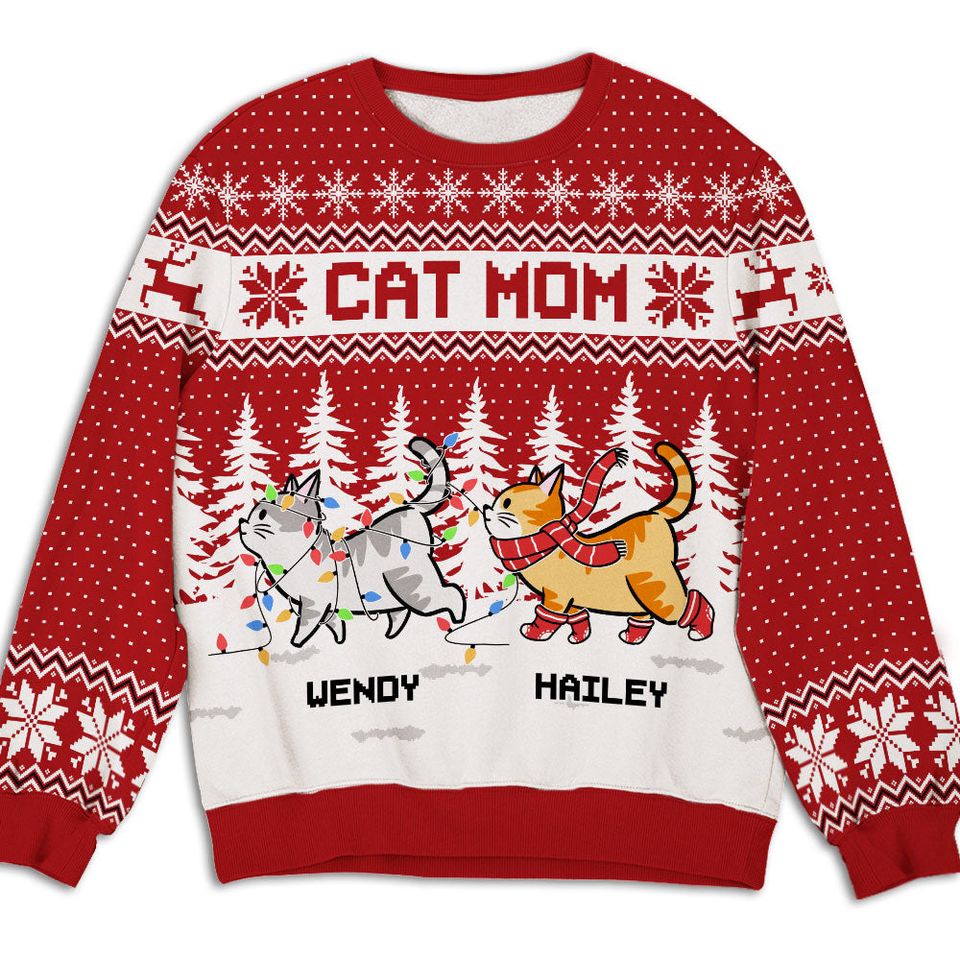 Cat Snowy Forest - Personalized Custom All-Over-Print Sweatshirt