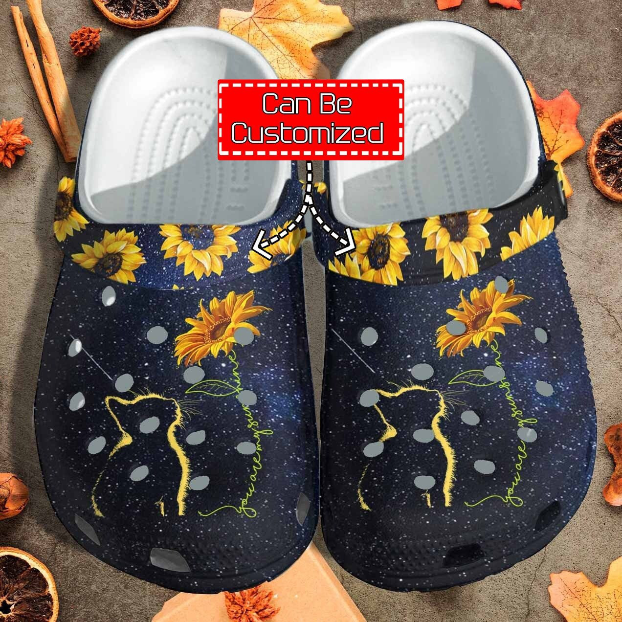 Cat Sunflower clog Shoes Custom
