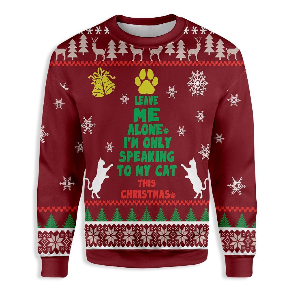 Cat The Christmas Tree Ugly Christmas Sweater Adult 3D Funny Matching for family