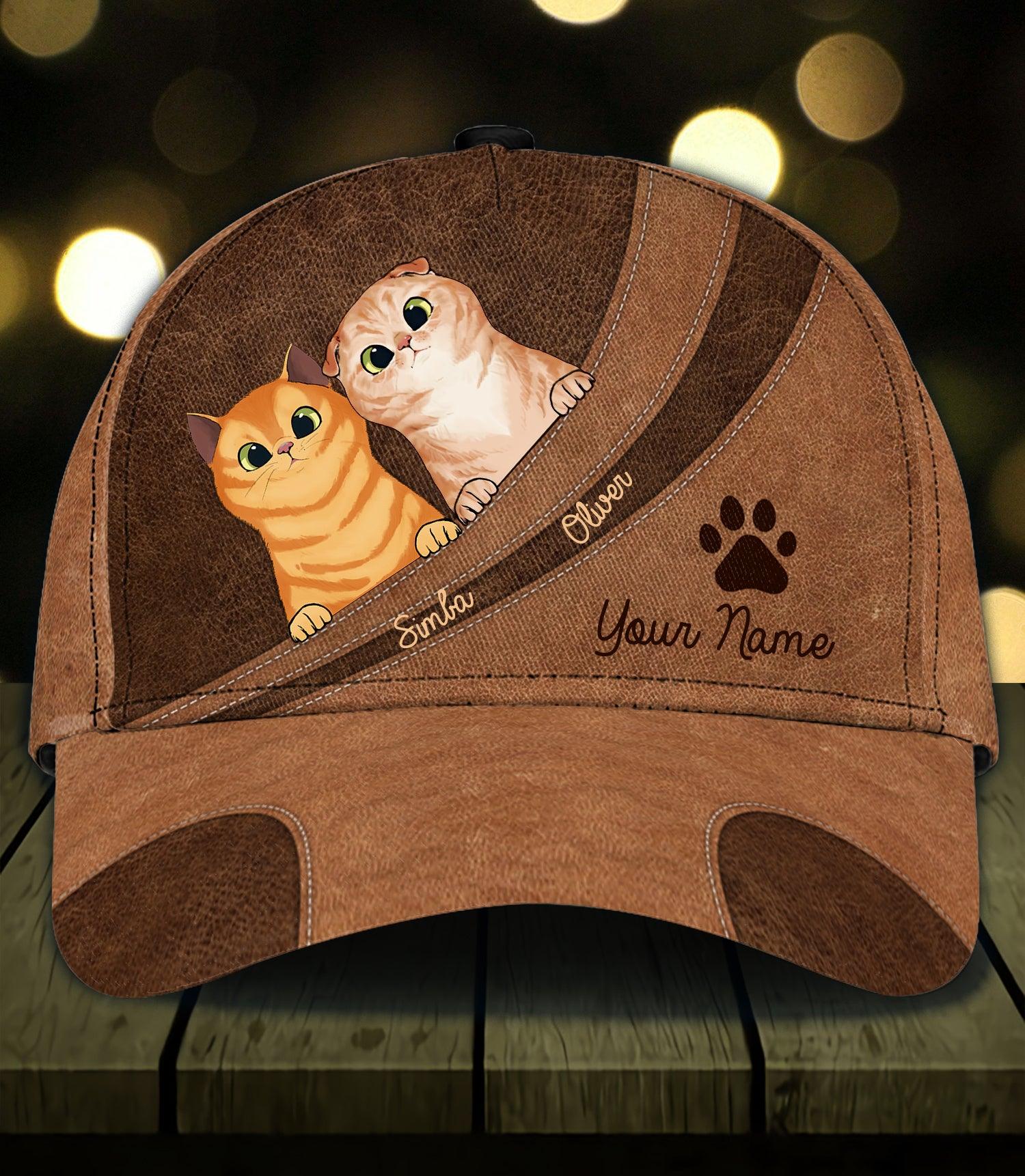 Cat Two Brown Personalized Cap, Personalized Gift for Cat Lovers, Cat Mom, Cat Dad Trucker Hats Custom Hats Gifts For Men & Women