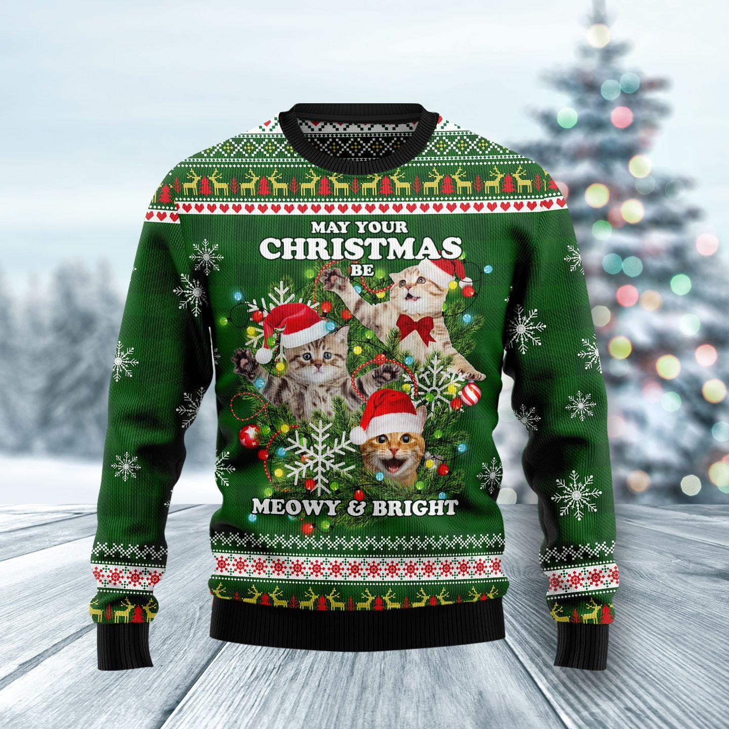 Cat Ugly Christmas Sweater Adult 3D Funny Matching for family
