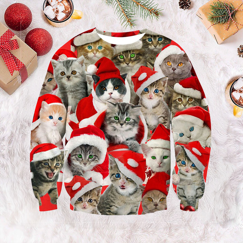 Cat Ugly Christmas Sweater Cat Lover Cute Christmas Clothing Gifts For Dudes