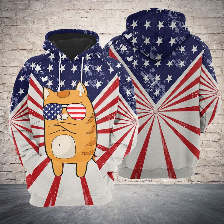 Cat Us Flag 3D All Over Print Hoodie, Zip Hoodie
