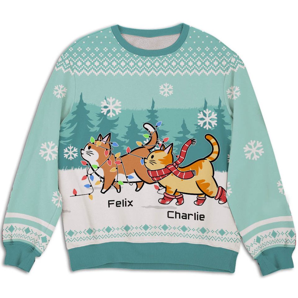 Cat Walking Mint - Personalized Custom All-Over-Print Sweatshirt