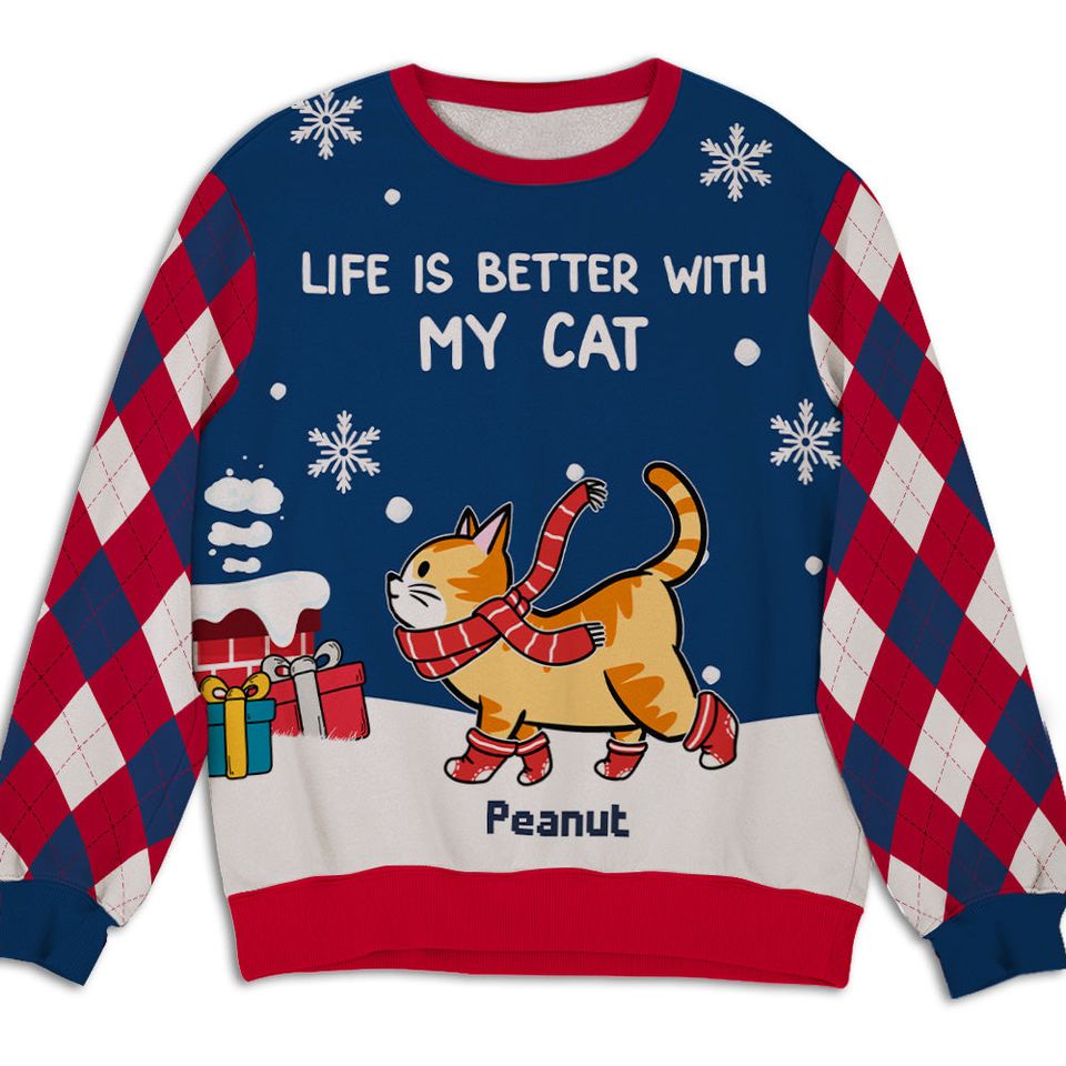 Cat Walking On Roof - Personalized Custom All-Over-Print Sweatshirt