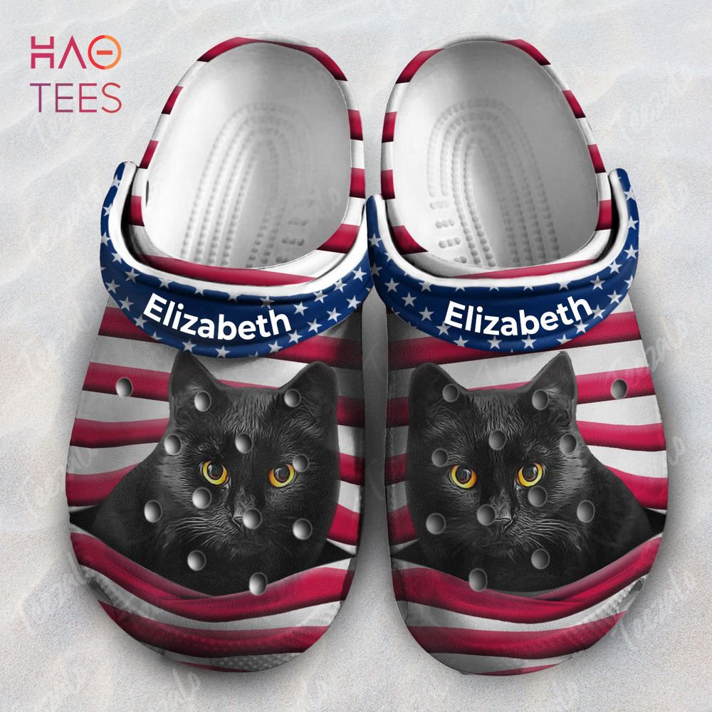 Cat With America Flag Animal Crocs Crocband Clogs Shoes Comfortable For Men Women and Kids
