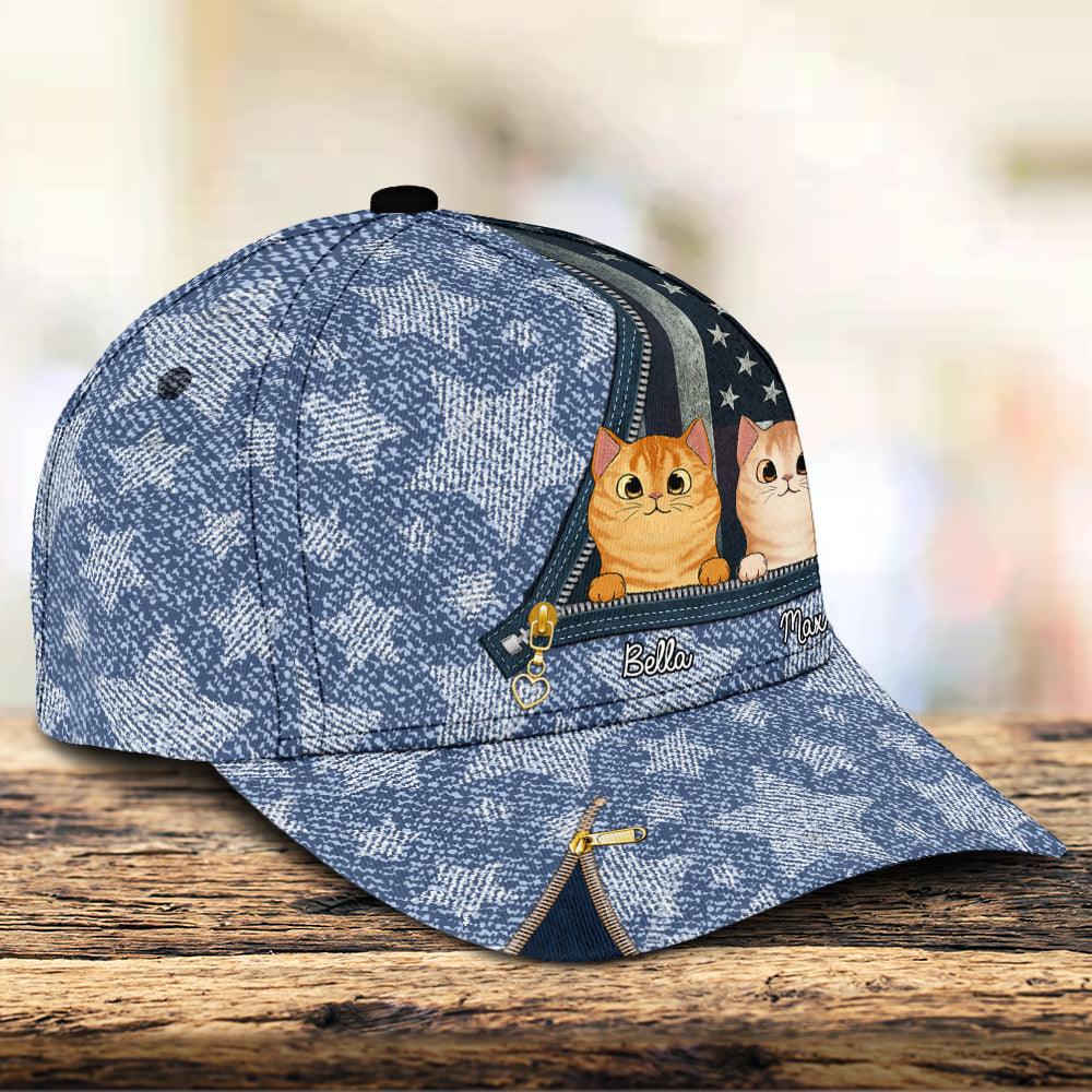 Cat With Colorful Pattern Personalized Classic Cap, Personalized Gift for Cat Lovers, Cat Dad, Cat Mom Trucker Hats Custom Hats Gifts For Men & Women