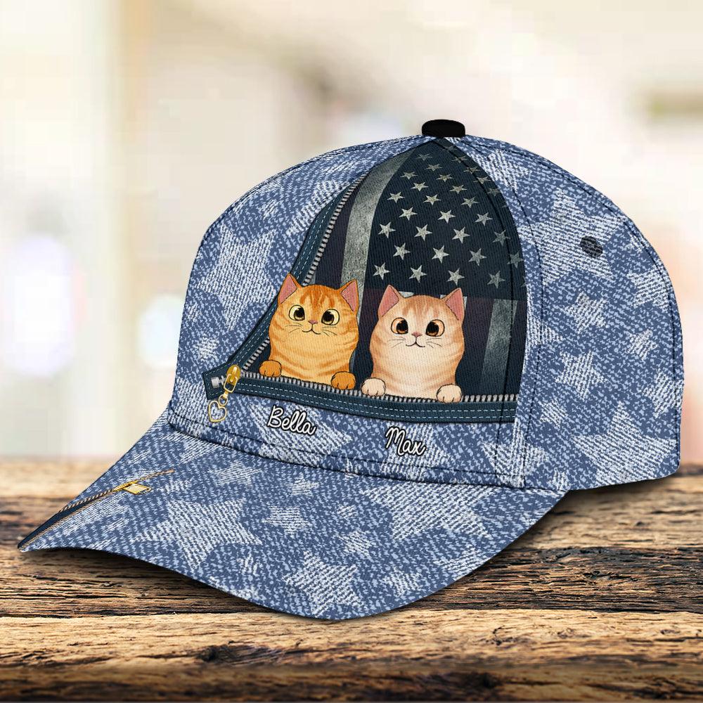 Cat With Colorful Pattern Personalized Classic Cap, Personalized Gift for Cat Lovers, Cat Dad, Cat Mom Trucker Hats Custom Hats Gifts For Men & Women