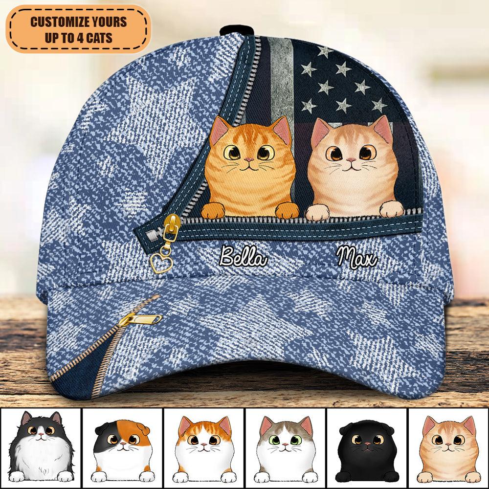 Cat With Colorful Pattern Personalized Classic Cap, Personalized Gift for Cat Lovers, Cat Dad, Cat Mom Trucker Hats Custom Hats Gifts For Men & Women