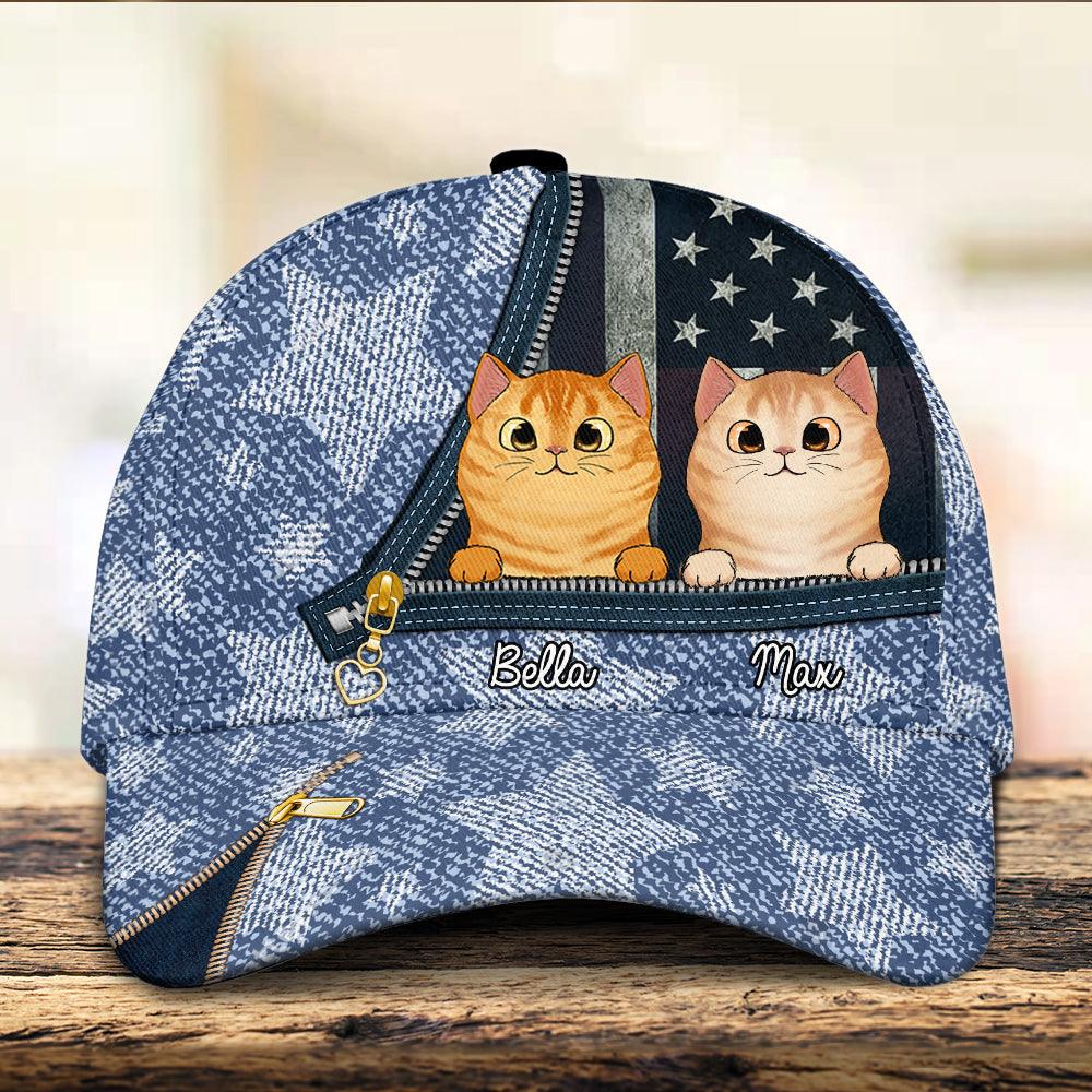 Cat With Colorful Pattern Personalized Classic Cap, Personalized Gift for Cat Lovers, Cat Dad, Cat Mom Trucker Hats Custom Hats Gifts For Men & Women