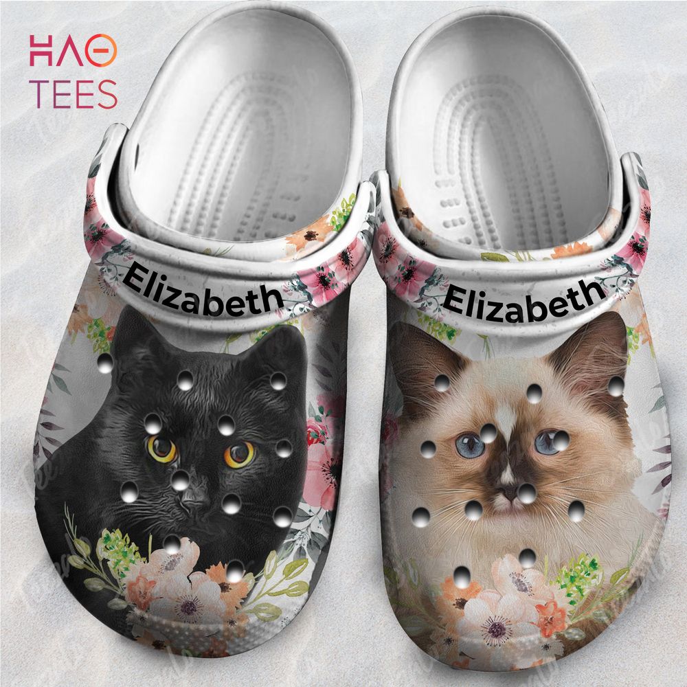 Cat With Flower Pattern Animal Crocs Crocband Clogs Shoes Comfortable For Men Women and Kids