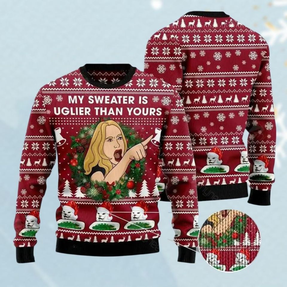 Cat Woman Meme Ugly Christmas Sweater, Christmas Cat Meme Sweater