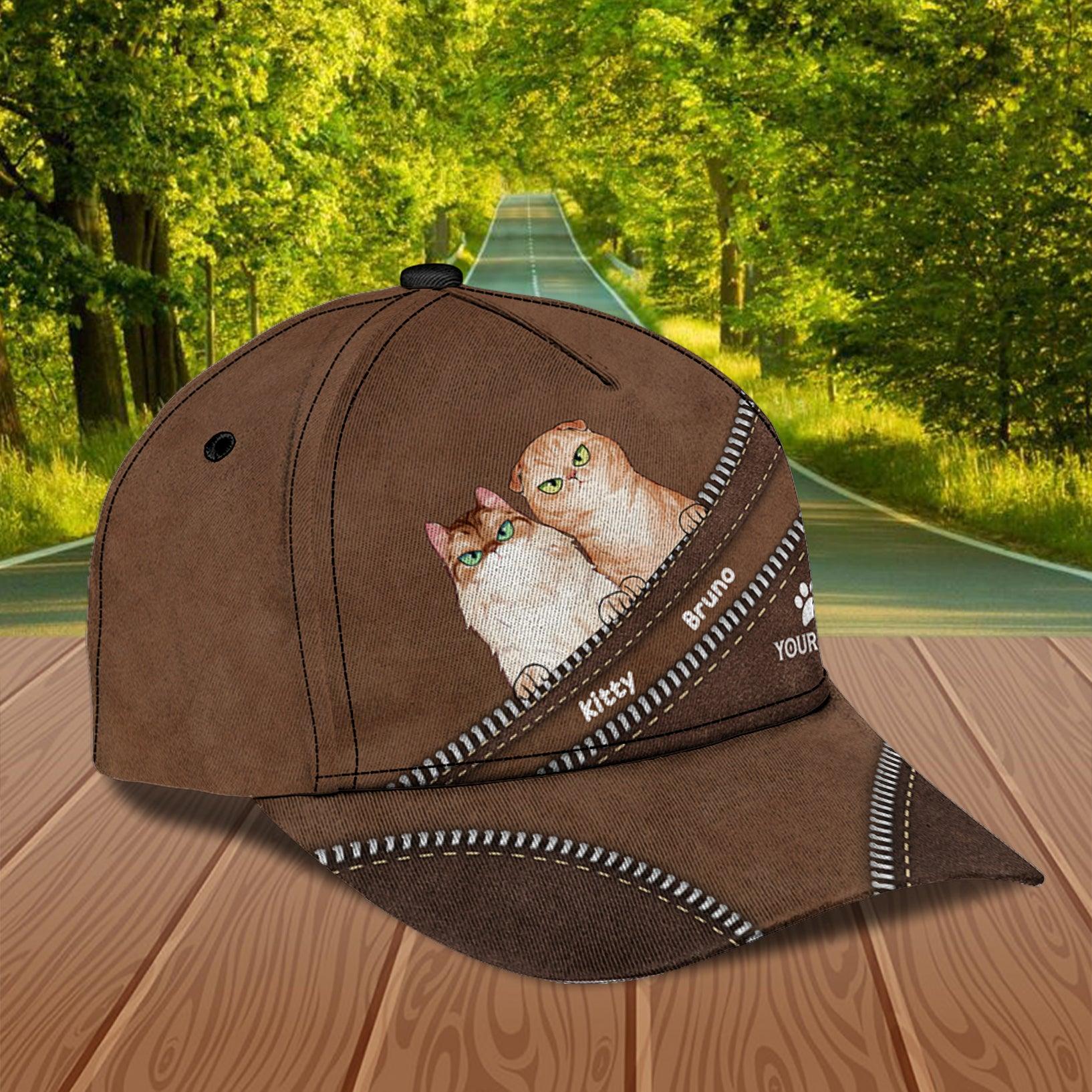 Cat Zippers Personalized Classic Cap, Personalized Gift for Cat Lovers, Cat Mom, Cat Dad Trucker Hats Custom Hats Gifts For Men & Women