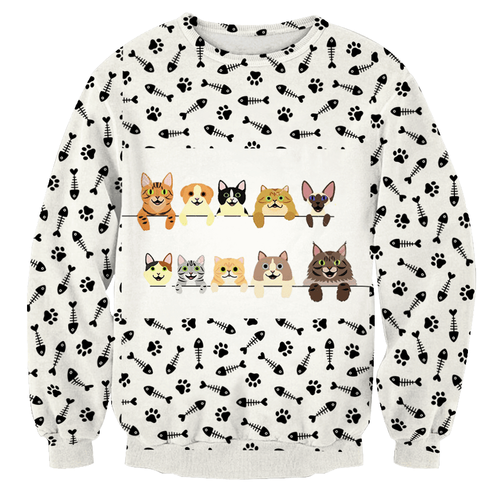 Cats And Their Backs For Unisex Ugly Christmas Sweater Adult 3D Funny Matching for family - Image 3