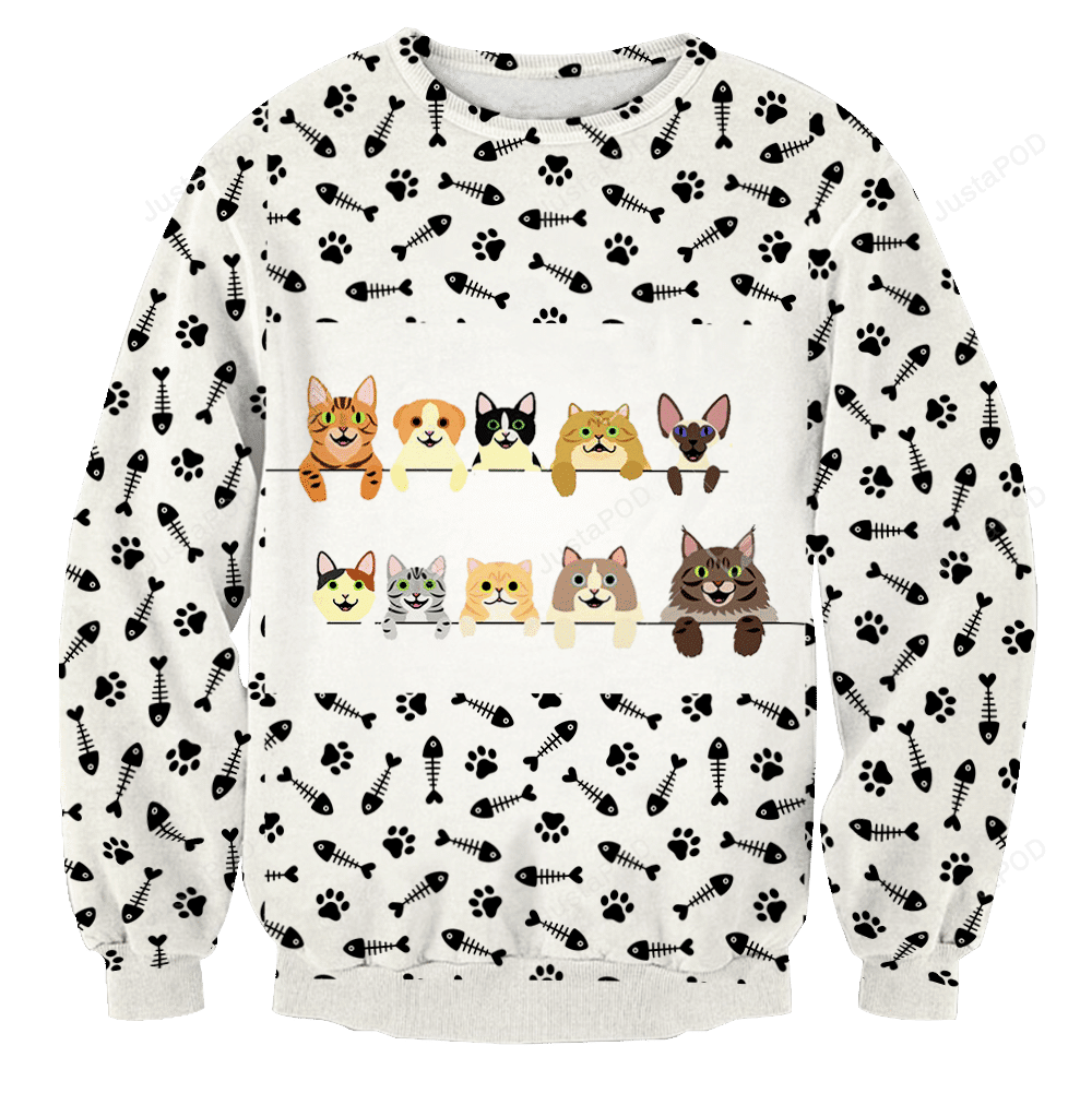 Cats And Their Backs Ugly Christmas Sweater Adult 3D Funny Matching for family - Image 3