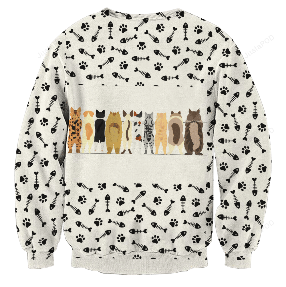 Cats And Their Backs Ugly Christmas Sweater Adult 3D Funny Matching for family - Image 2