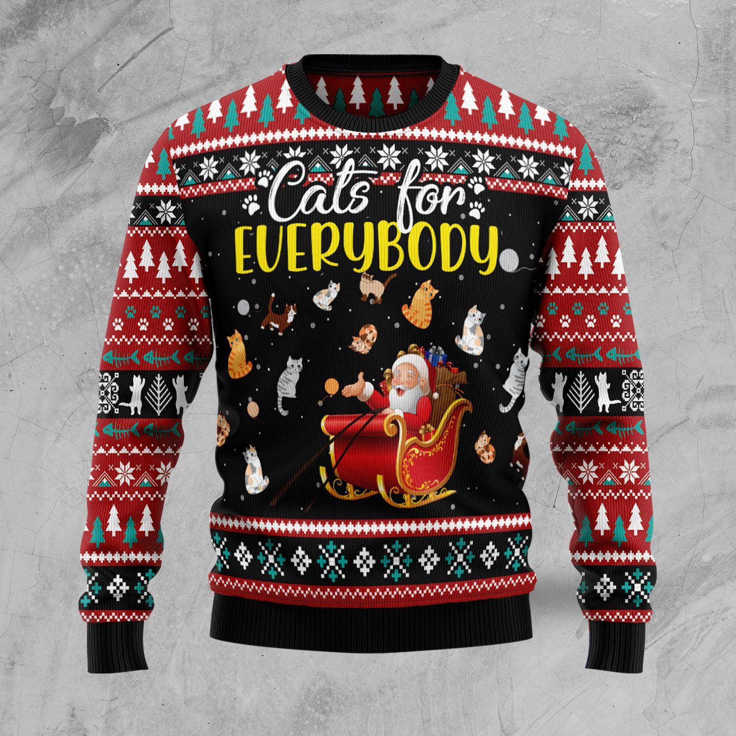 Cats For Everybody Merry Christmas Ugly Christmas Sweater Adult 3D Funny Matching for family