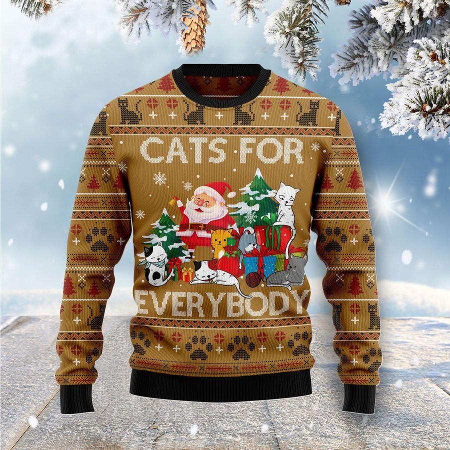 Cats For Everybody Ugly Christmas Sweater Adult 3D Funny Matching for family