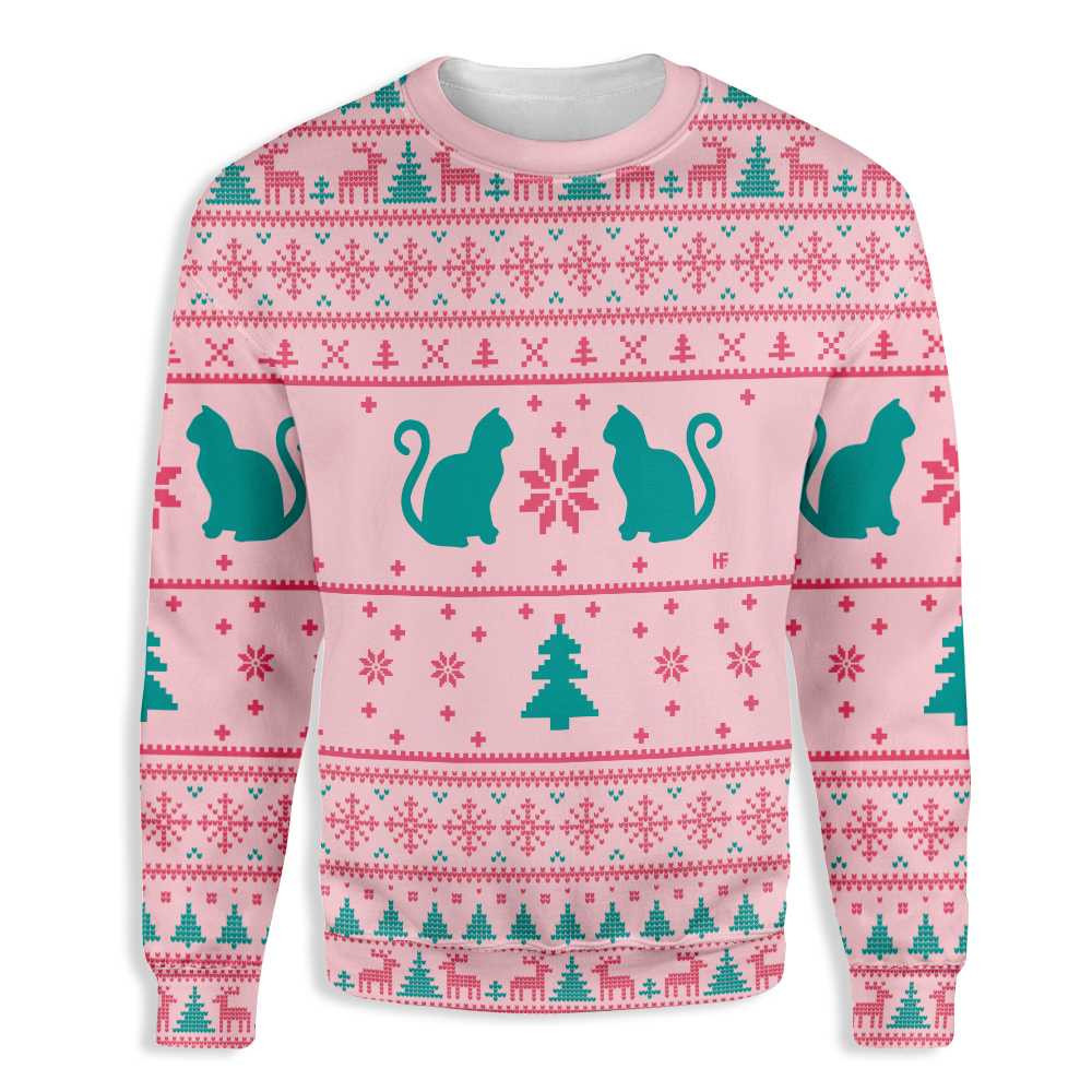 Cats Love Christmas Ugly Christmas Sweater Adult 3D Funny Matching for family